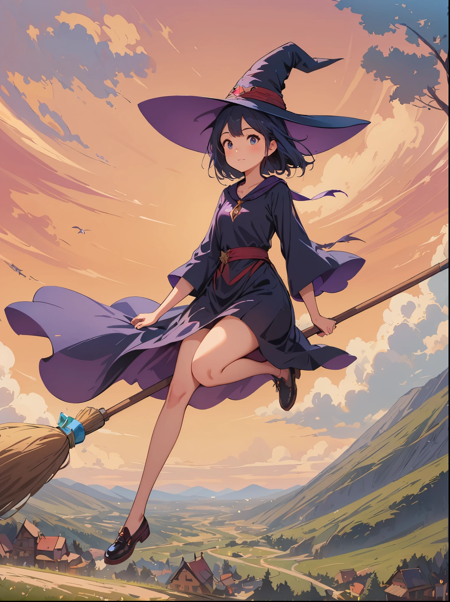 1 girl,kiki,witchの宅急便,perfect face,cute, ((((flying witch))),((Ride a broom)),broom flight,Straddling the broom,anatomically correct,(masterpiece, highest quality:1.2),masterpiece,highest quality,最高masterpiece,8K,,Wind,fantasy,,wonderful,, Mysterious, Charm, Whimsical, playful, adventurous, free, wonder, imagine, decide, skill, speed, movement, energy, realism, naturalistic, figurative, represent, beauty, fantasy culture, myth, fairy tale, folklore, Legend, witch, wizard, Magical creatures, fantasy worlds, composition, scale, Zenikichi, midway point, background, perspective, light, color, texture, become familiar with, beauty, wonder.