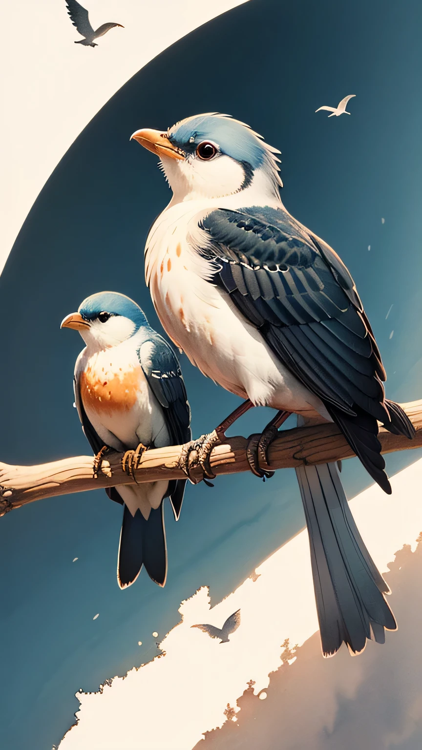 watercolor画, birds, Fisher, watercolor画, watercolor, 4K resolution, White background, pastel colors