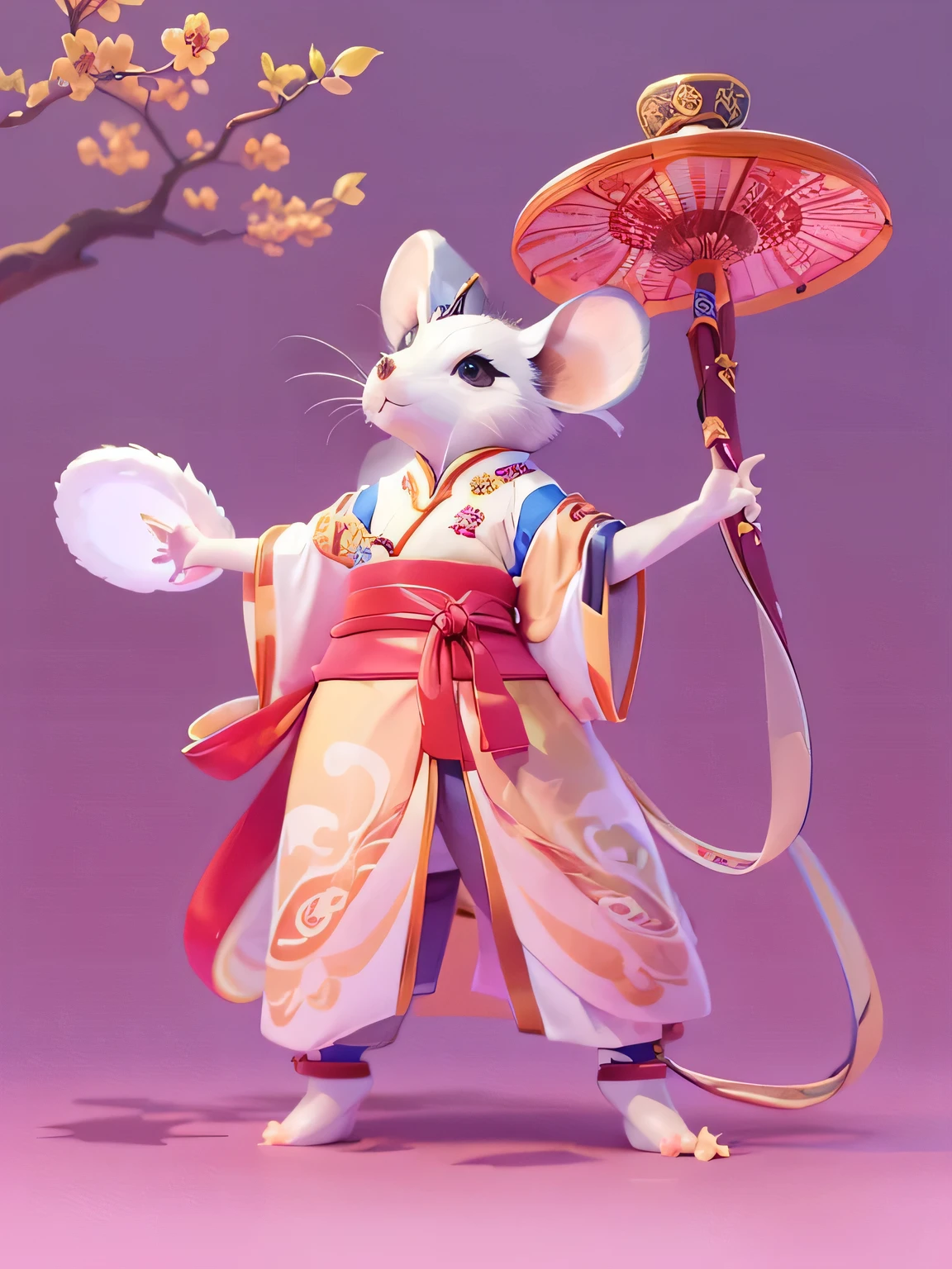 (personification: 1.4), (full body shot), (China – unique male and female mice, hanfu, stand on two feet, Oriental elements), (China - unique illustration: 1.5, Vector Painting: 1.5), (Chinese color, Advanced color matching, gradient background, White background), (Very detailed, Well-designed, clear lines, high definition, best quality, masterpiece, official art, movie lighting effects, 4K)