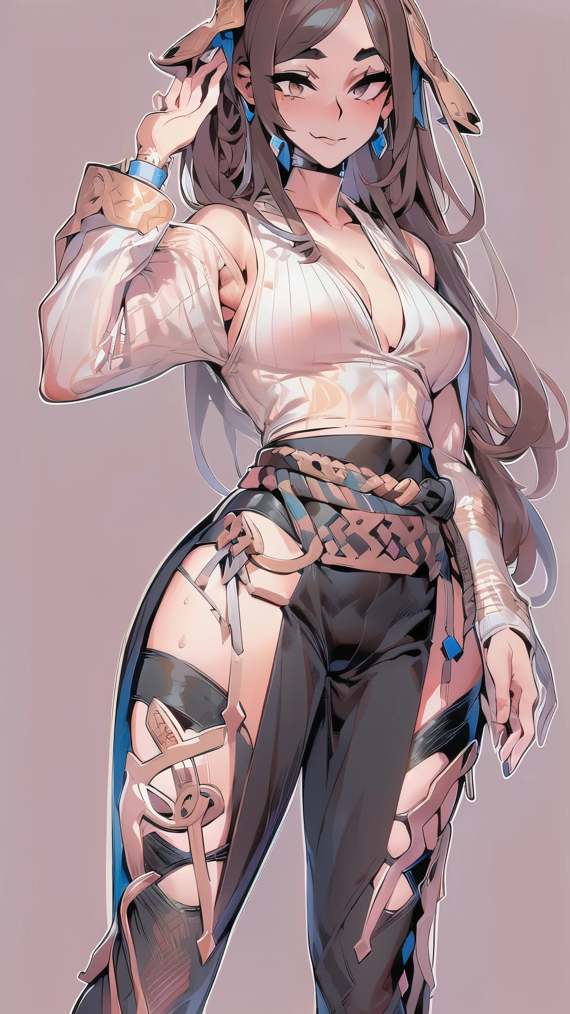 8k, masterpiece, highest quality, best quality, official art, beautiful and aesthetic, extremely detailed, (fractal art: 1.3), colorful, highest detailed, perfect face, upper body, HDR, sexy, wide hips, thicc figure, Detailed face, Detailed eyes, brown eyes, perfect face, perfect eyes, ( tall femboy, he has a big ass, slim waist, pretty face, long brown hair, sharp jawline, he wears traditional Japanese Shinobi attire, he is sexy, he is beautiful, he has black eyeliner, he has makeup, he has a girly face, he is tanned, he has small , he is shy, he wears blush, he has a hydro vision, he has a small penis, small dick, genitalia outline, detailed genitalia outline, hips wider than shoulders, slim torso, black lipstic, e-girl makeup, blushing, sweaty, orgasm face, pretty, sharp jawline, brown eyes, cute, thigh high socks)