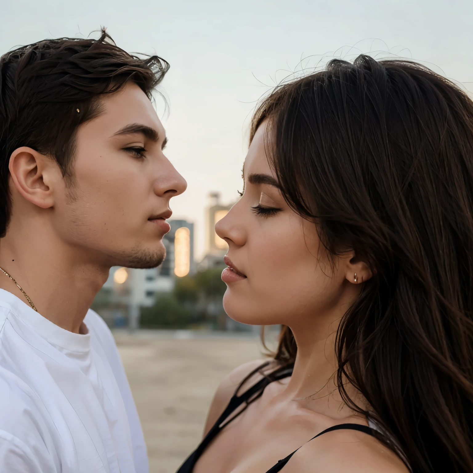 Boyfriend and girlfriend kissing