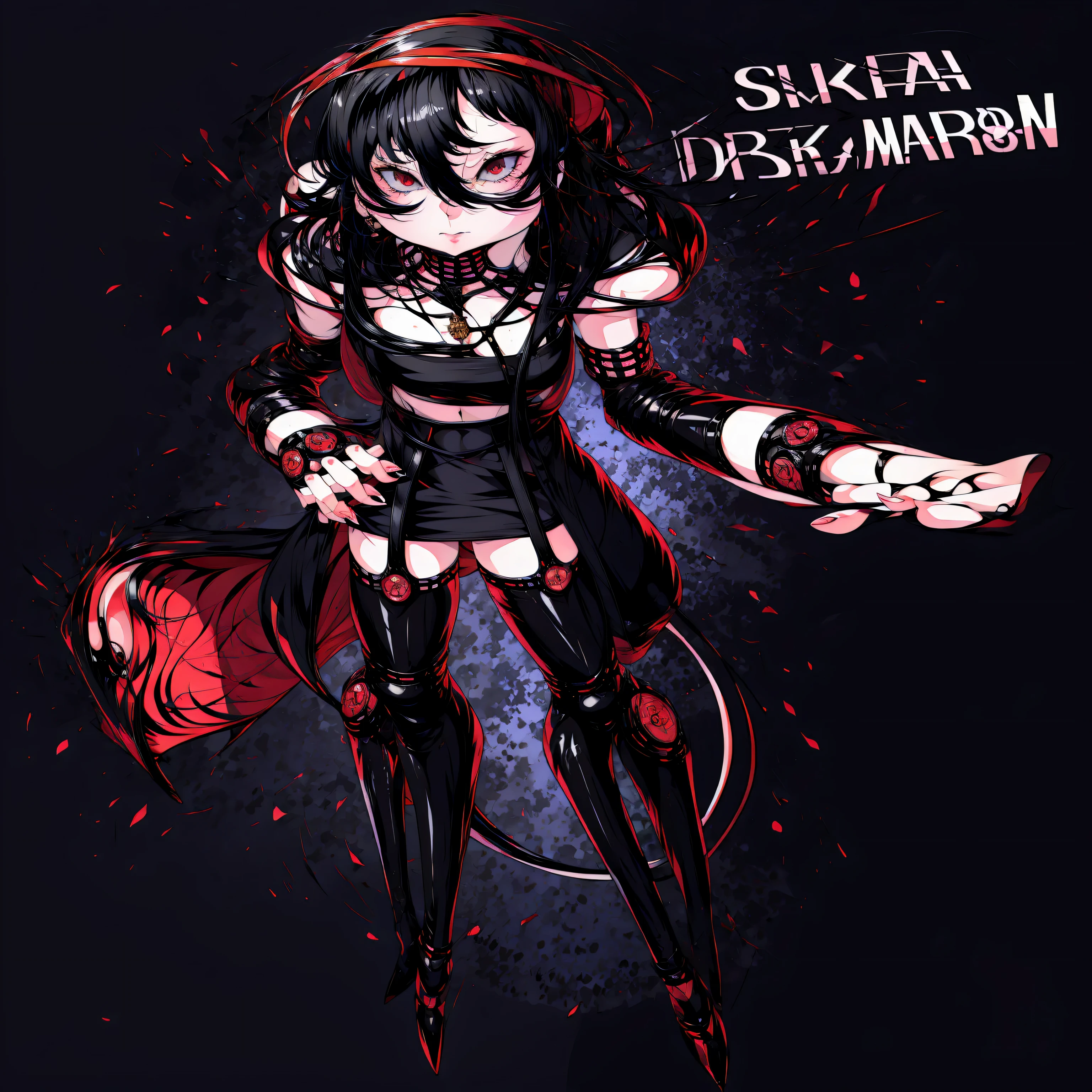 drawing of female anime character with red light, fully robotic!! cat girl, digital art from danganronpa, with red glowing eyes, Black Cyberlox, katana zero video game character, Persona 5 inspired, with glowing red eyes, dark Natasha, weird voidpunk fursona, black and white and red, female fursona