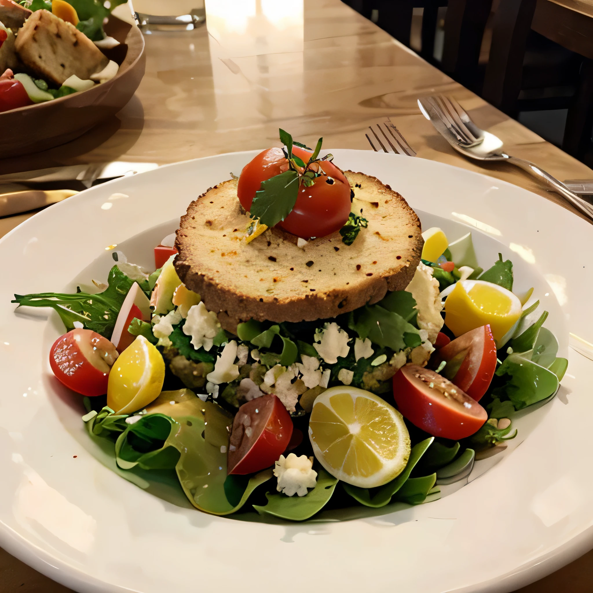 Plato de ensalada cesar en un restaurante
