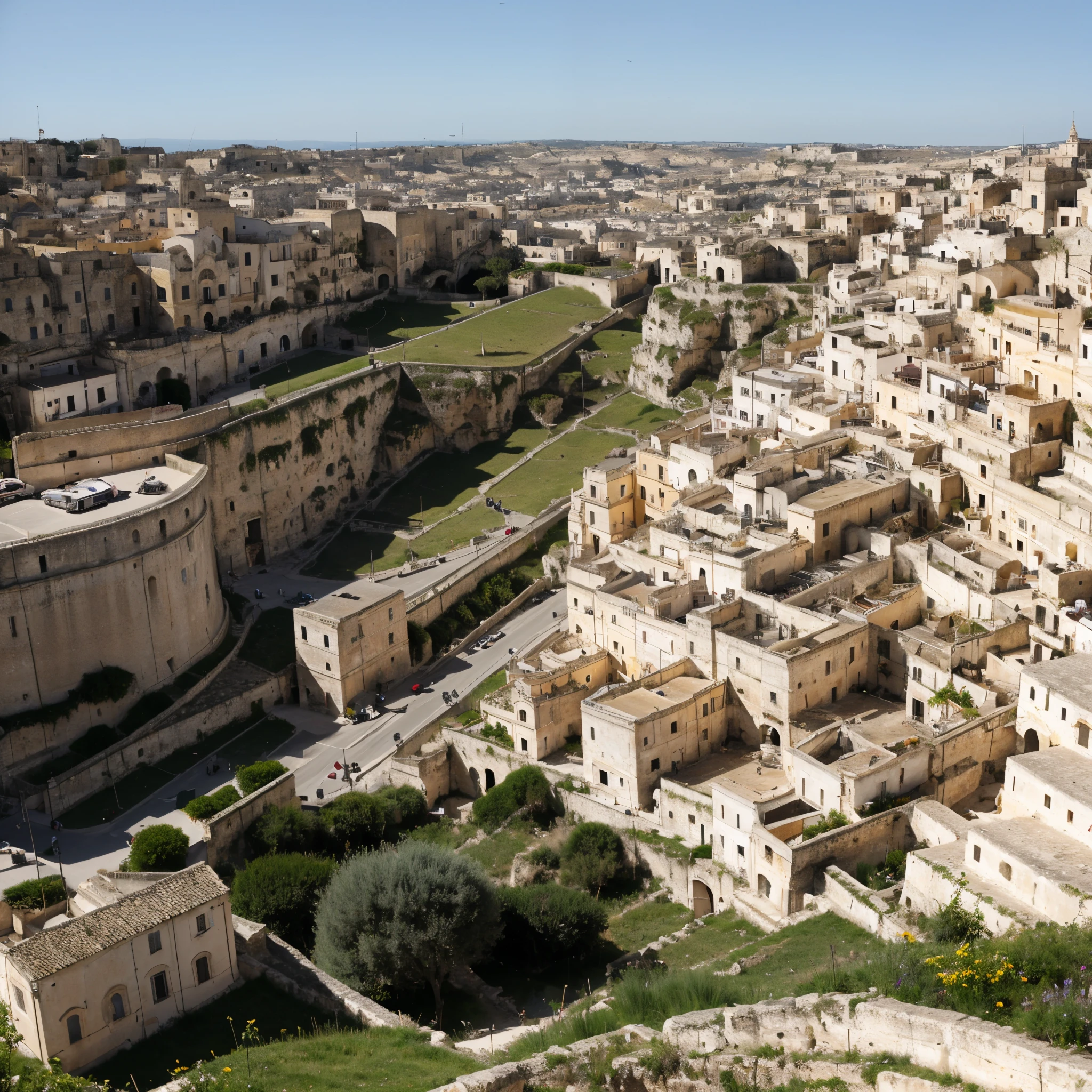 Amazing panorama of Matera, focus on Sassi di Matera a its cathedral. sassi_di_matera