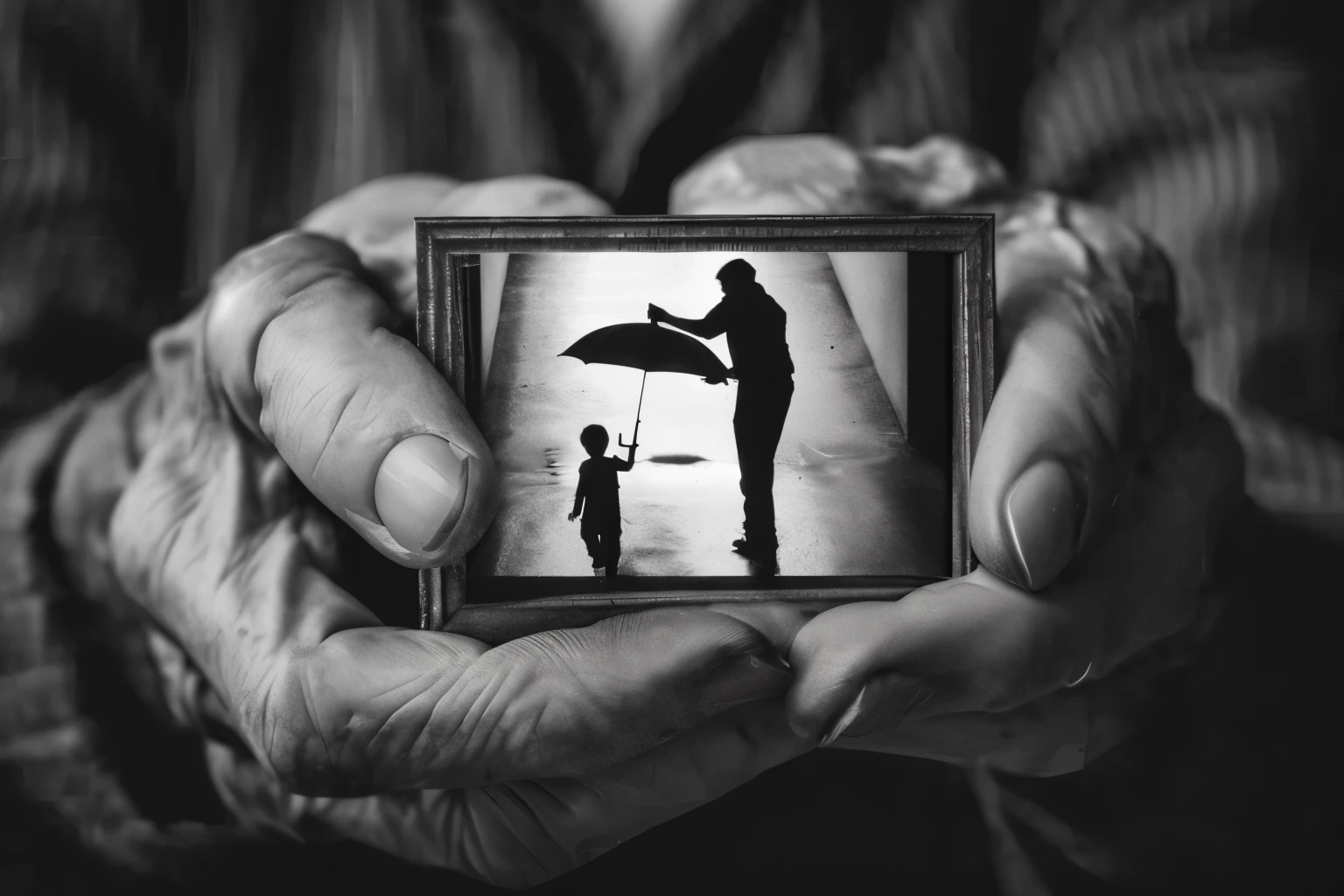 photography，HD，8k,Someone is holding a picture of a man and a man in a frame, by Joze Chuha, by Lucia Peca, a black and white photo, art photography, Black and white art photo, by Relia Penesic, Emotional pictures, author：Artur Tarnovsky, author：Herakli Nadal, author：Gustave Keleti