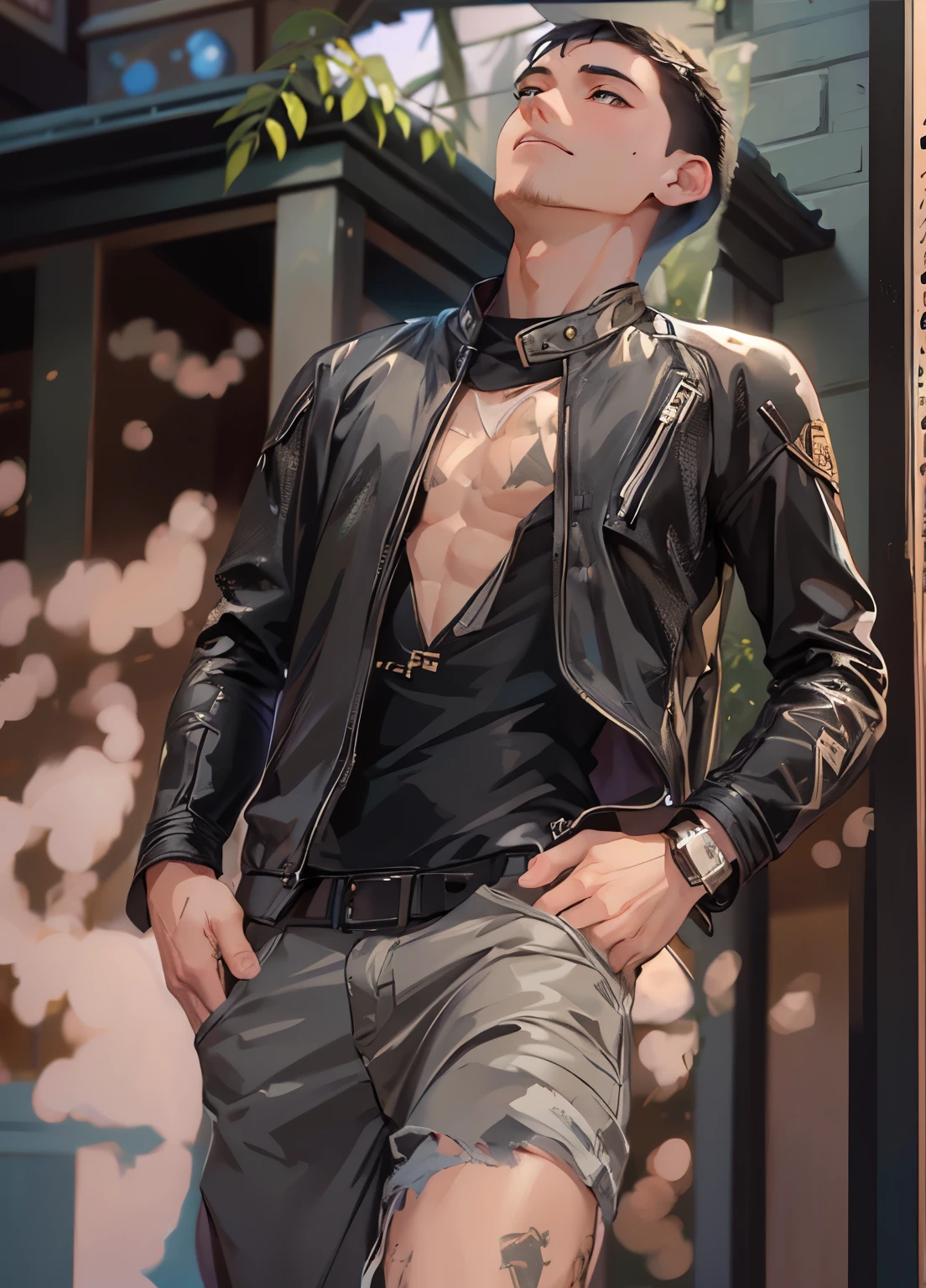 thief man,(((1man))),((anime man with stylish short hair walking down the street)),
(((1male,man,handsome man,male,male gender,male focus))),
((short red hair,detailed hair,highly detailed hair,red hair,dyed interior hair,colored inner hair)),(((lustrous skin:1.5,tanned skin,bright skin: 1.5,skin tanned,shiny skin,very shiny skin,shiny body))),((detailed eyes,perfect eyes,rainbow glows ultra-detailed orange brown eyes:1.1,gradient eyes:1,finely detailed beautiful eyes:1,symmetrical eyes:1,big highlight on eyes:1.2)),man chest,handsome face,((muscular)),((hand consists of a short thumb and four fingers,a hand with only five fingers,(detailed face))),
alluring look,nsfw,
(((bare chest))),elegant white pants,((bulge in pants)),((elegant thief outfit)),(wearing a elegant thief outfit:1.3,thief clothes),(detailed outfit,detailed clothes),
(dynamic pose:1.0),solo focus,((evil smile,evil look)),centered,scale to fit dimensions,Rule of thirds,
outdoors,((night view)),(cyberpunk night street Background: 1.5,dark sky,alleyway,lonely alley,thick clouds,detailed background:1.25),
(best quality),(high resolution),(sharp focus),(ultra detailed),(extremely detailed),(extremely high quality artwork),8k_wallpaper,(extremely detailed CG 8k),(very fine 8K CG),((hyper super ultra detailed perfect piece)),flawless,(((masterpiece))),illustration,vibrant colors,(intricate),High contrast,Selective lighting,Double exposure,HDR (High Dynamic Range),Post-processing,Background blur,