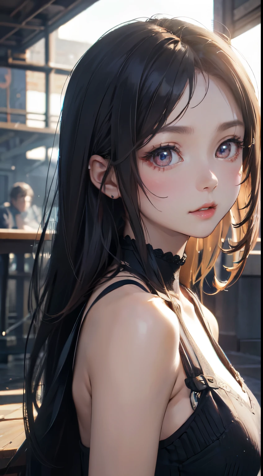 Old body portrait of a beautiful girl、Delicate、detaileds、​masterpiece、Real Stick、3D background、Backgrounds with depth、Realistically exaggerate changes in material texture、Exaggeration of gloss、The best transcendental virtuosity