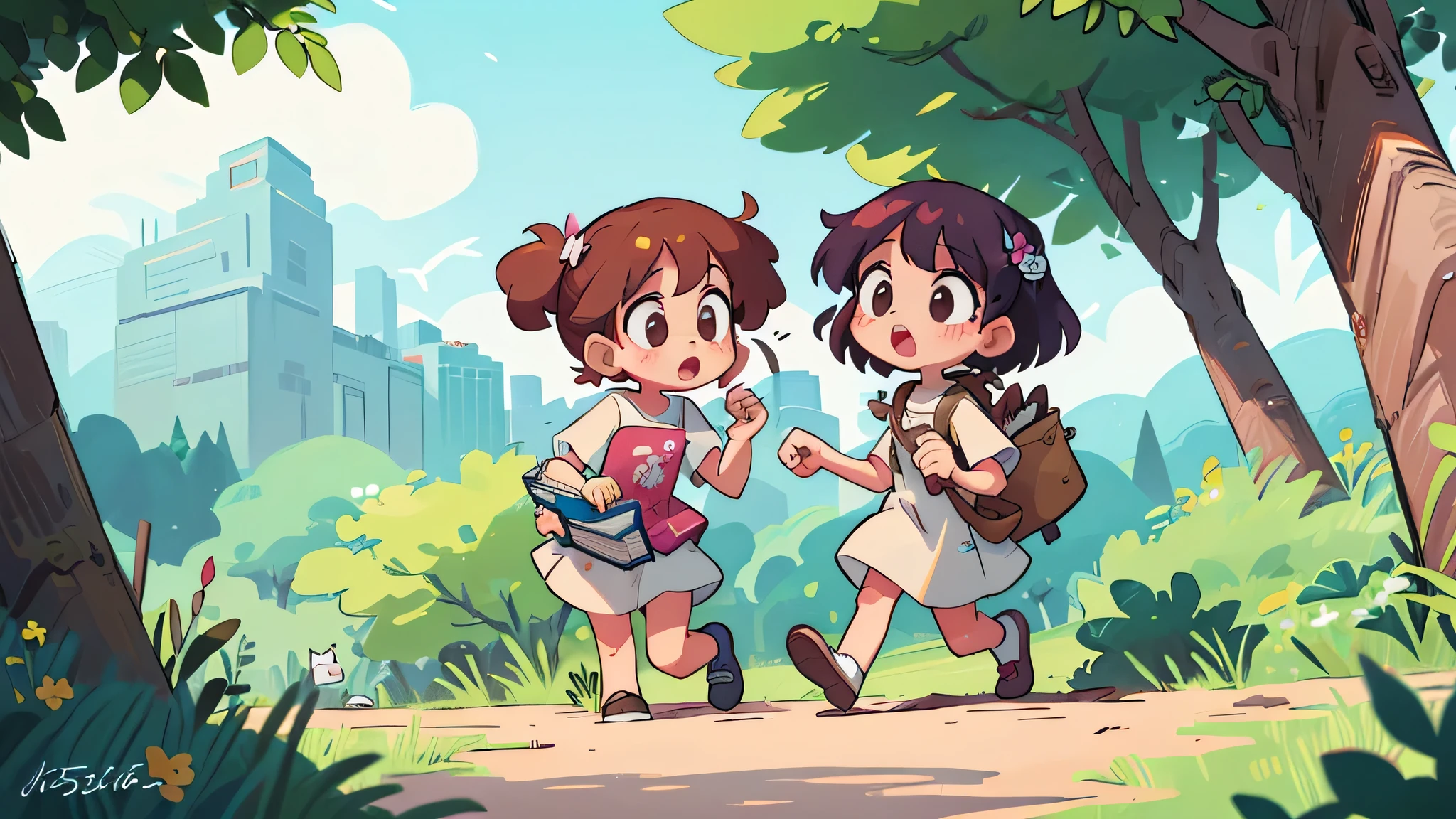 Caminhar ao Ar Livre - (Two brunette twins, de 5 anos, roupas rosa) Elas aprendem sobre as cores enquanto pintam e exploram o mundo ao seu redor. (twin 11 year old girls)