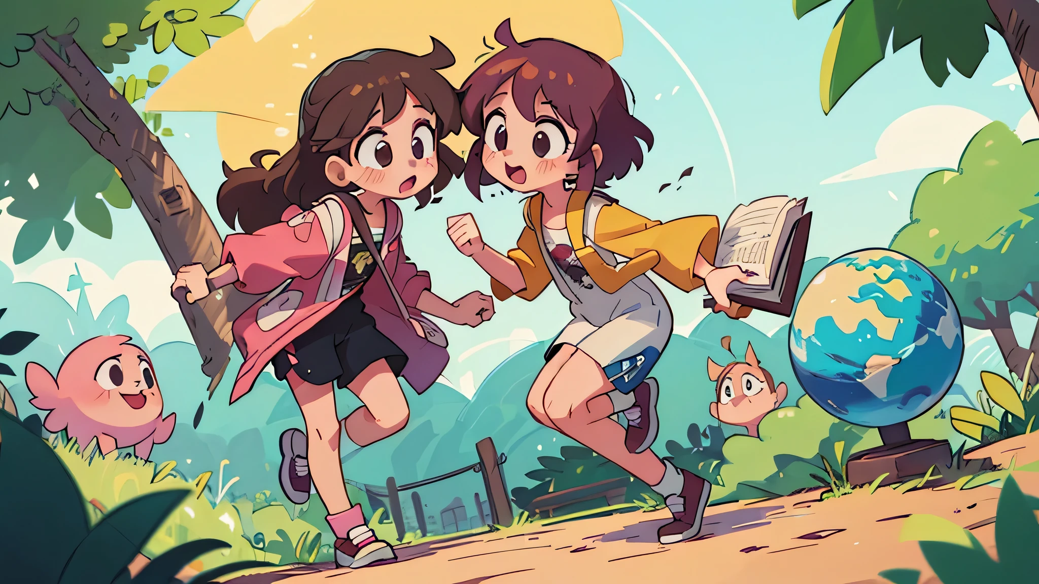 Caminhar ao Ar Livre - (Two brunette twins, de 5 anos, roupas rosa) Elas aprendem sobre as cores enquanto pintam e exploram o mundo ao seu redor. (twin 11 year old girls)