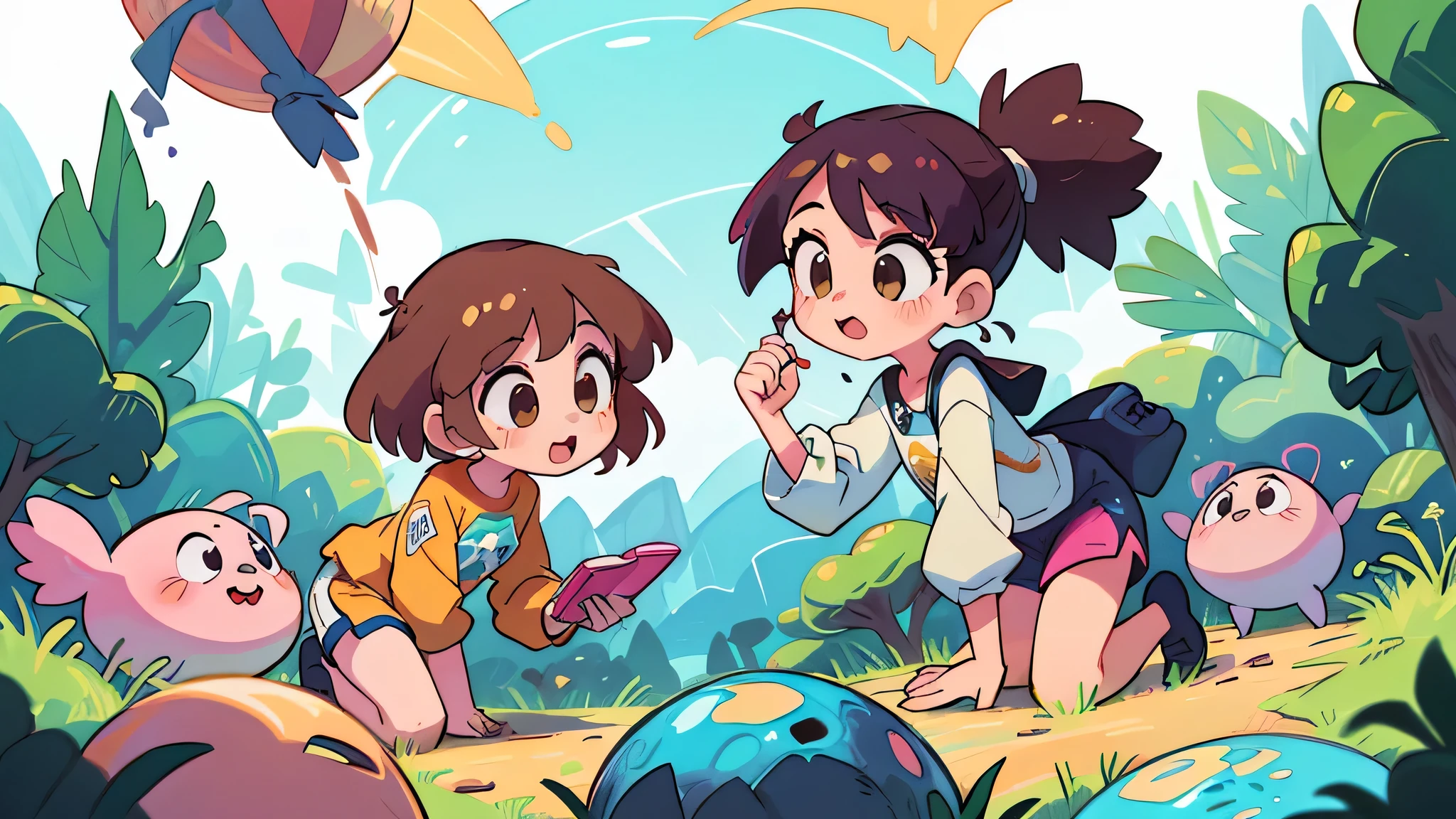 Construir com Blocos de Montar (fundo branco)- (Two brunette twins, de 5 anos, roupas rosa) Elas aprendem sobre as cores enquanto pintam e exploram o mundo ao seu redor. (twin 11 year old girls)