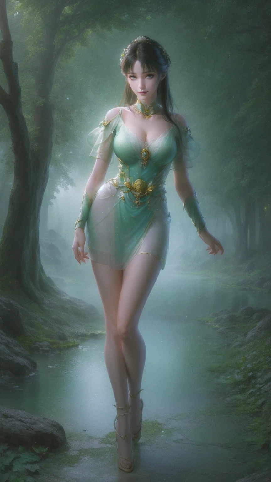 (whole body:1.5),最好of质量,Super detailed,实际of,portrait,(ZXbiyao:1.1),[double tail],美丽细致of眼睛,美丽细致of嘴唇,[白色和綠色of連身裙],(Lotus Garden),(lake),hair accessories,和平of气氛,鲜艳of色彩,soft lighting,生of,16K,ultra high resolution,movie shot,twilight lighting,Volumetric lighting,戏剧性of灯光,(锐利of焦点,photo实际of,realism,depth_of_site:1.5),