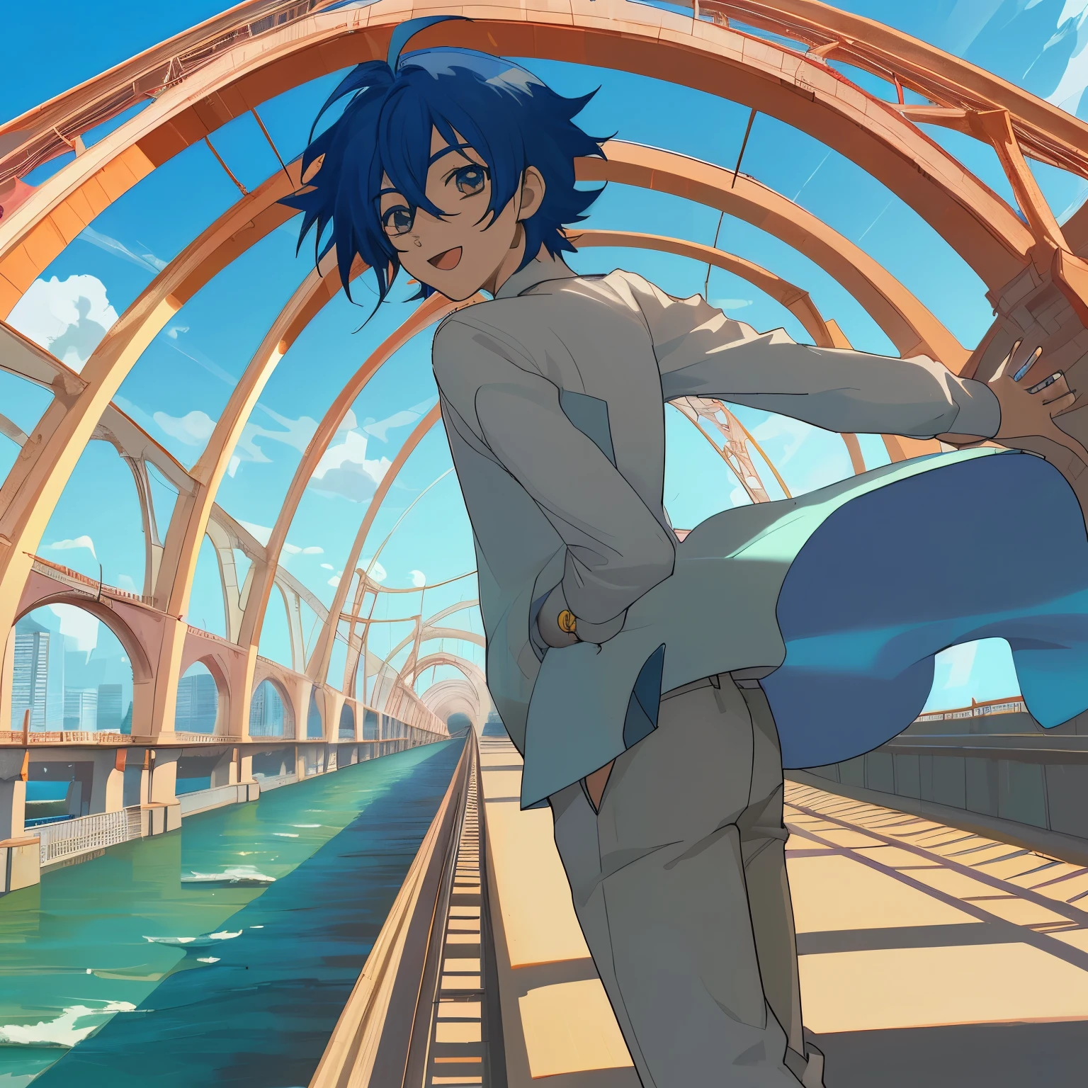 Anime dos chicos en un puente