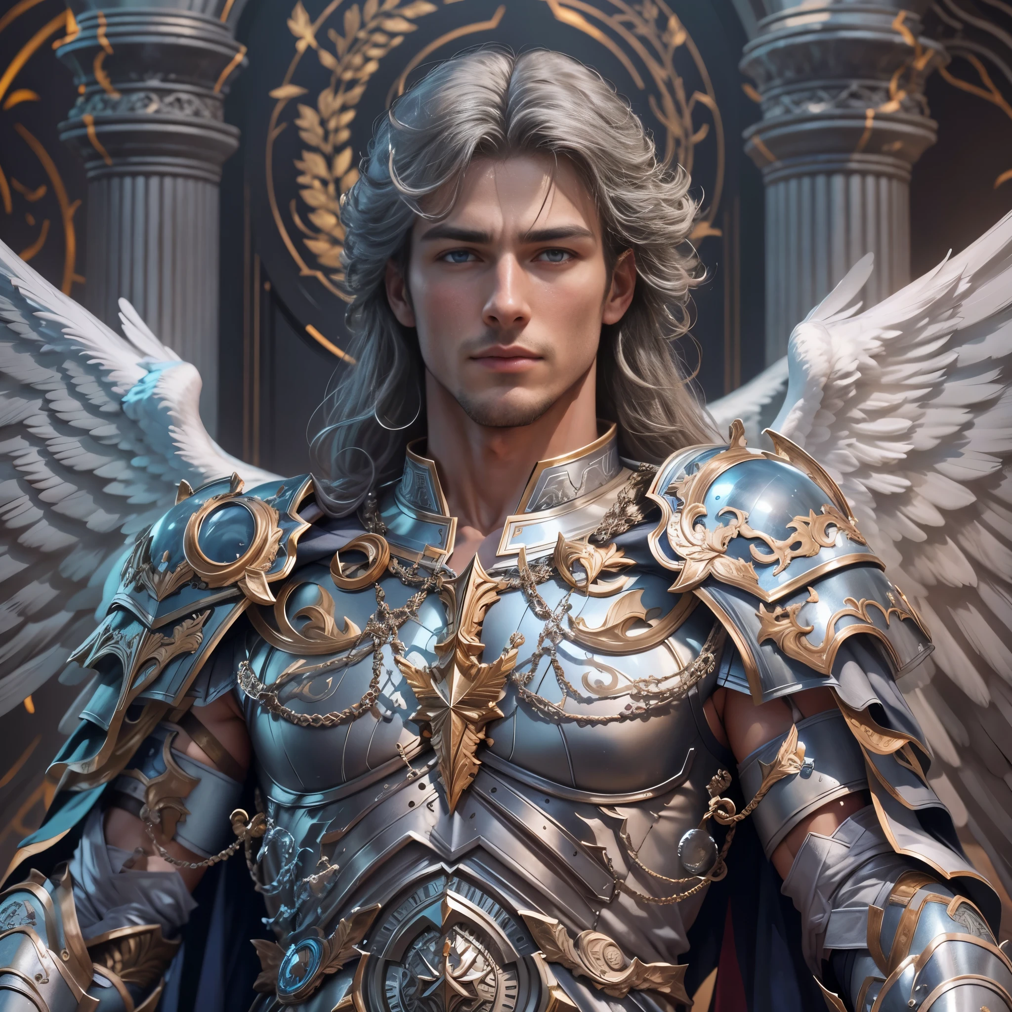archangel michael、Four Archangel Last Piece,highest quality,super detailed,High resolution,High resolution,4k,Portrait in 4k,8K,8K portrait,unity 8k wallpaper,Highly detailed CG,realistic,Raw photo,real person,portrait photography,realistic,shiny skin,fine skin,