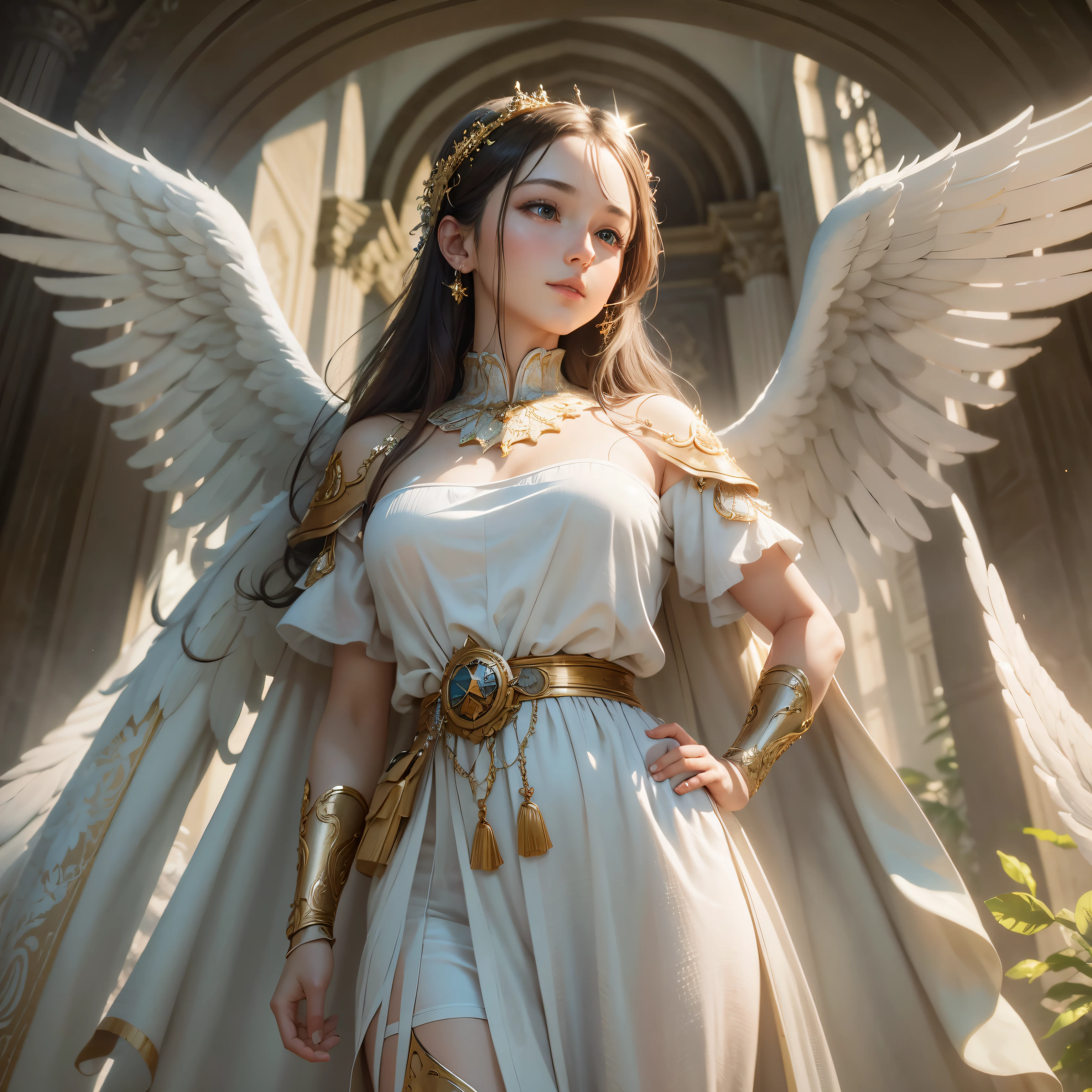 masterpiece, highest quality, 8K, real person, realistic, Very detailed CG, shiny skin, Fully focused, heaven, glory of god, shine, Angel, bless, happiness,