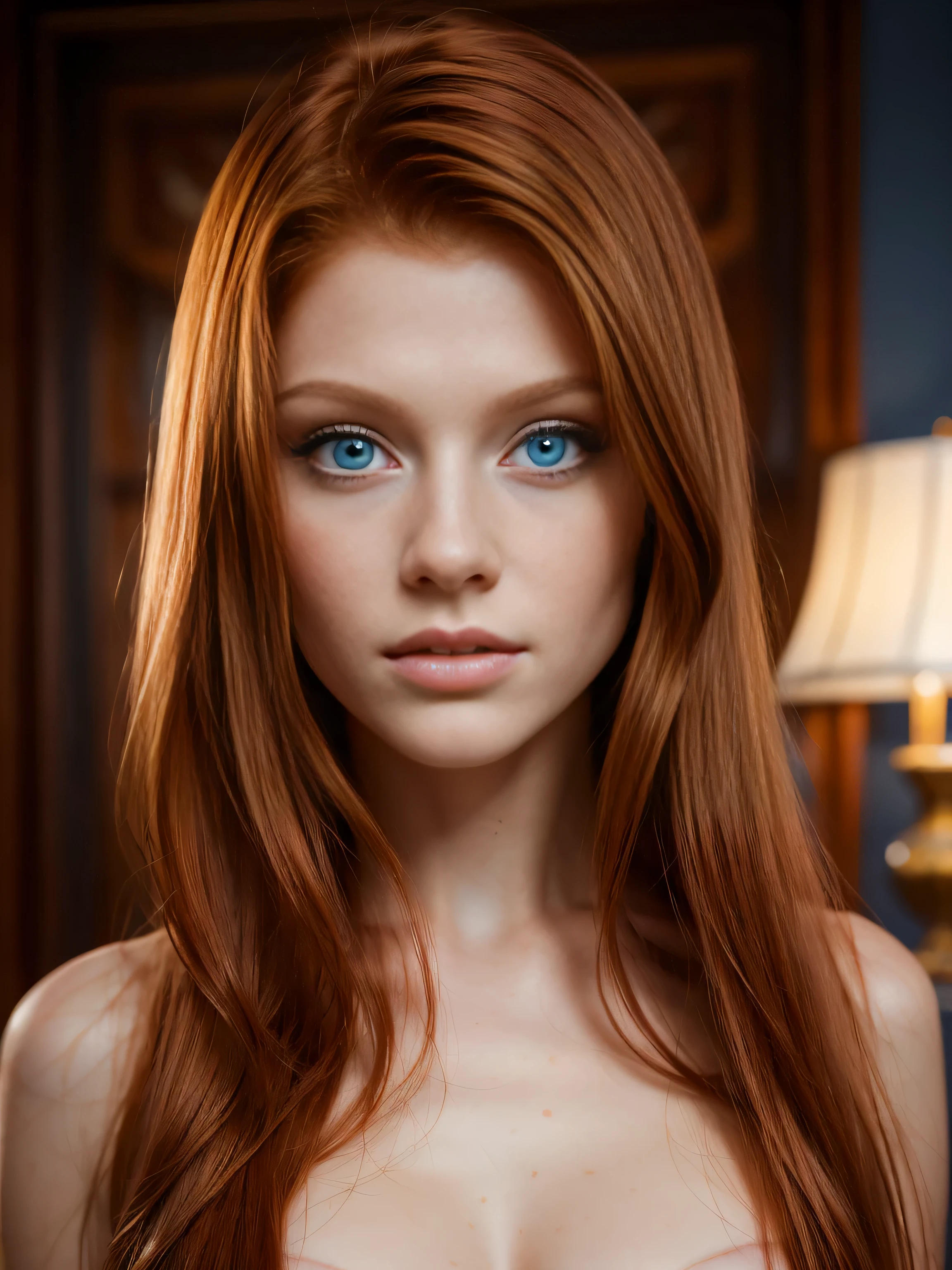 8k full body shot of beautiful red-haired 18 year old girl, (intricate, sheer, transparent, translucent,(no clothes:1.2)), intricate, beautifull face, sublime, elegant, highly detailed, digital hyperrealistic photography, hyperrealistic photography filigree, shyness, most beautyfull face, (masterpiece, sidelighting, (finely detailed beautifull blue eyes: 1.2)),