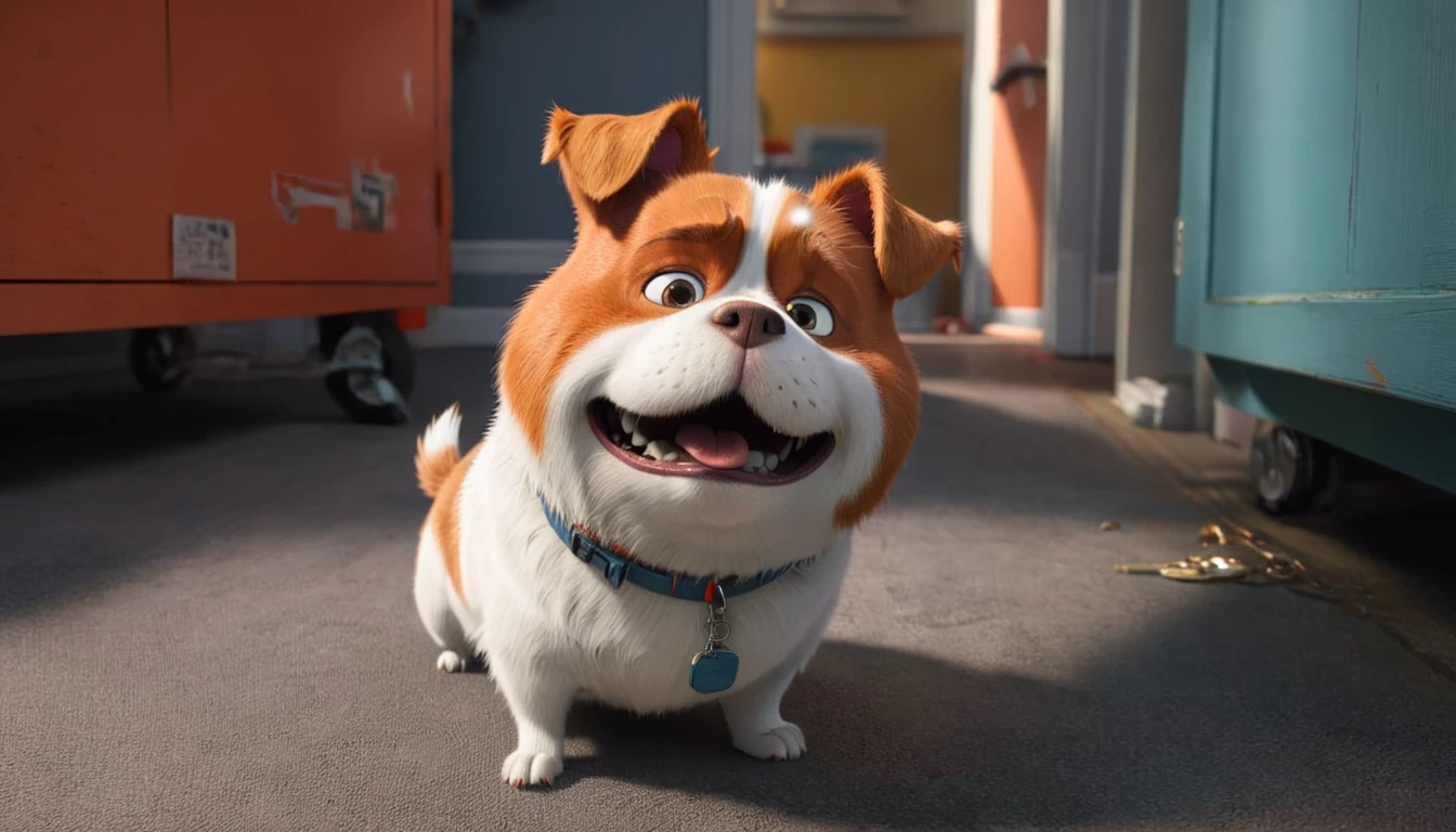 ultra-wide angle, "The Secret Life of Pets", (masterpiece, best quality, perfect composition, very aesthetic, absurdres, ultra-detailed, intricate details, Professional, official art, Representative work:1.3)