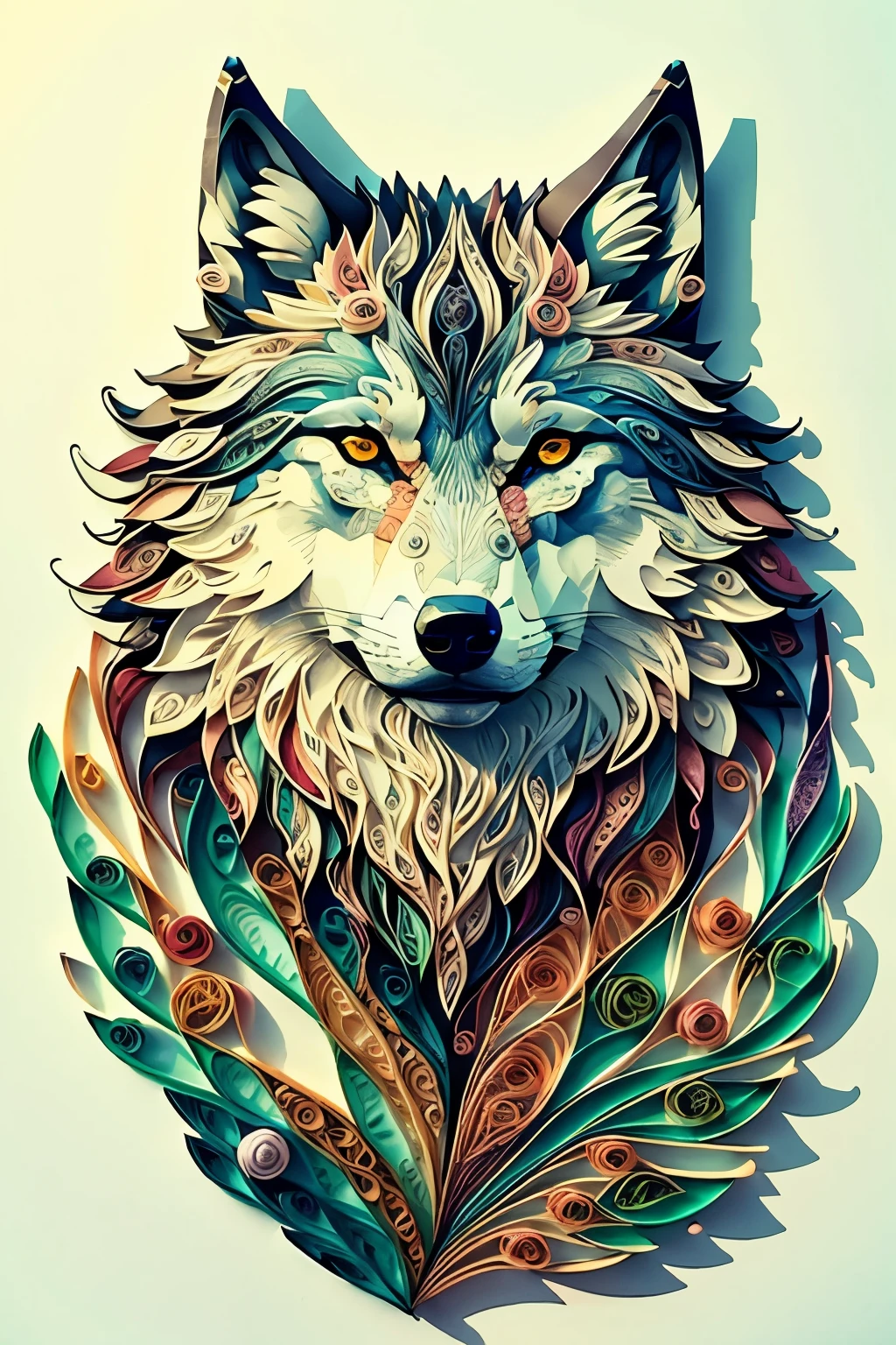 wolf,Multidimensional paper quilling, art, Chibi,
yang08k, Beautiful, Colorful,
masterpieces, Top quality, Best quality, official art, Beautiful and aesthetic,