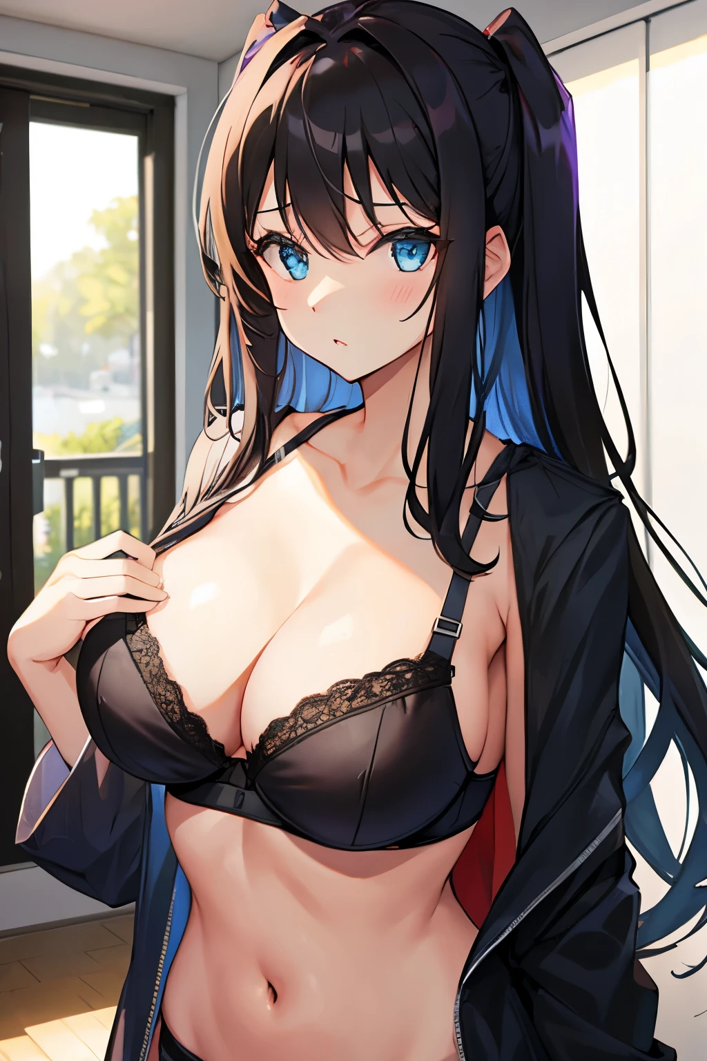 hot girl wearing a black bra