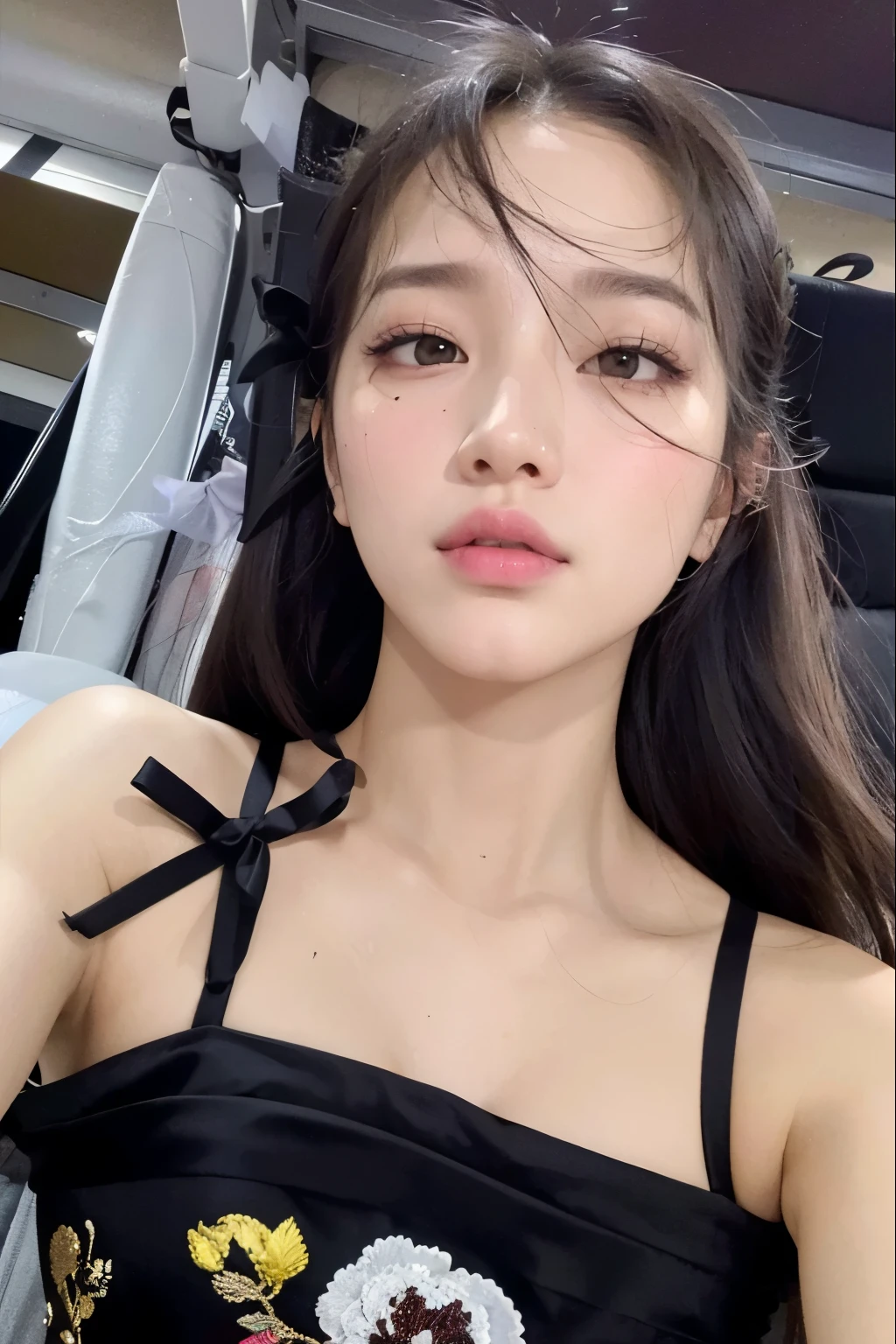 um close de uma mulher com cabelos longos e um vestido preto, Jisoo do Blackpink, Jisoo do Blackpink, retrato de jisoo blackpink, jossi do blackpink, Ulzzang, adorable and pale korean face, Fotografia selfie 8k, sha xi, Heonhwa Choe, Jinyoung Shin, dilraba dilmurat, linda mulher sul-coreana, jia, coreana
