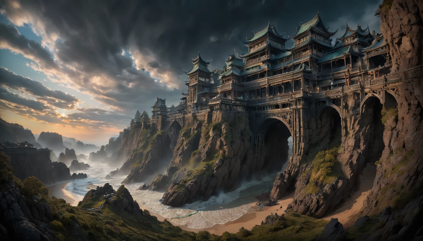 ultra-wide angle, by Chris Cold, masterpiece, best quality, very aesthetic, perfect composition, intricate details, ultra-detailed, Professional, official art, Representative work