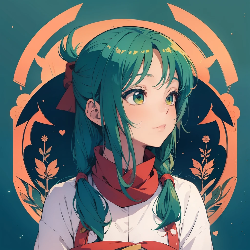 anime girl with green hair and a red scarf, beautiful estilo de arte de anime, estilo de arte de anime, lindo retrato de anime, retrato estilo anime, retrato de uma garota de anime, anime style illustration, jovem anime, portrait anime space cadet girl, estilo de arte de anime, personagem de estilo anime, arte digital com estilo anime, cute retrato de anime, cute retrato de animes, retrato de anime