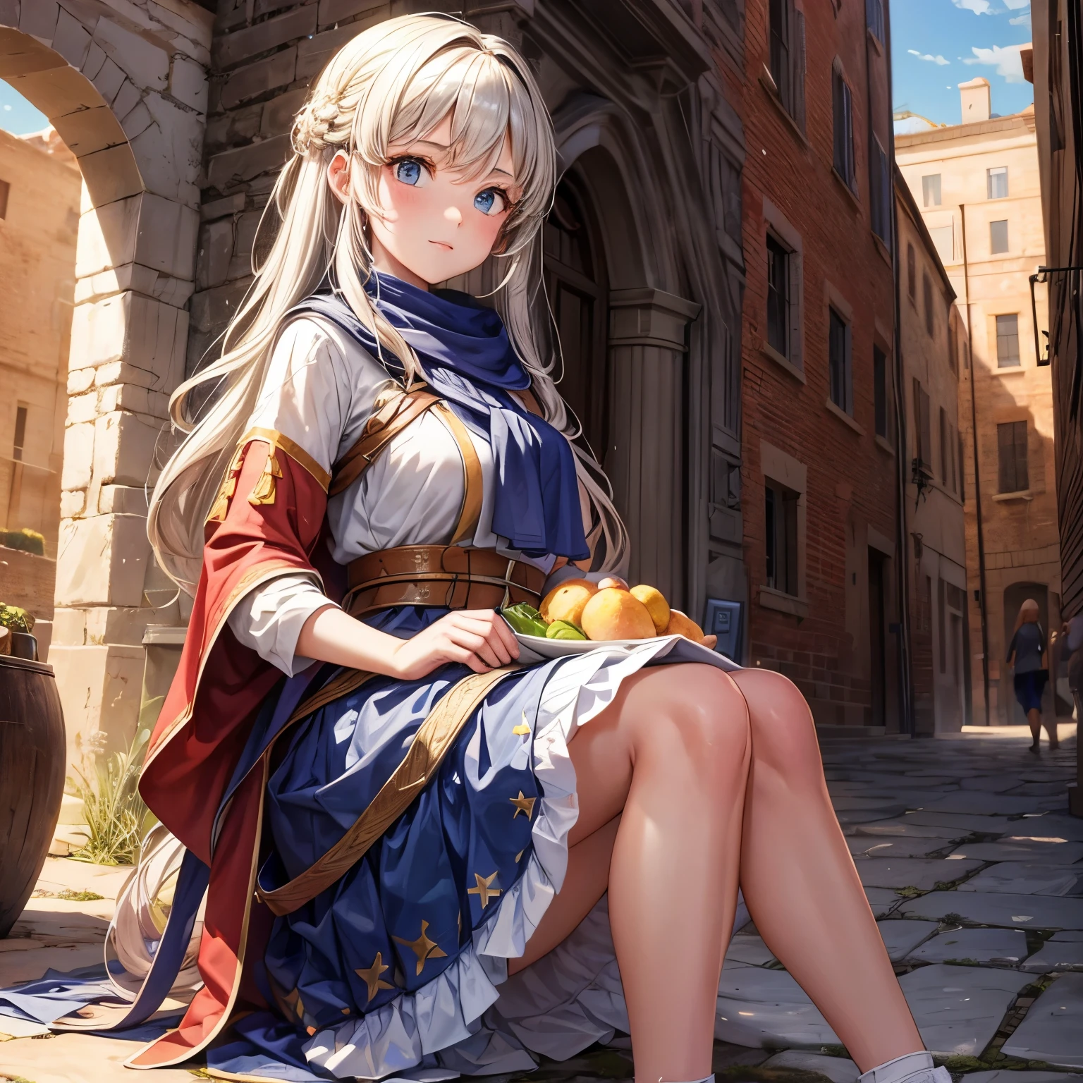 A girl with peytxi in the background