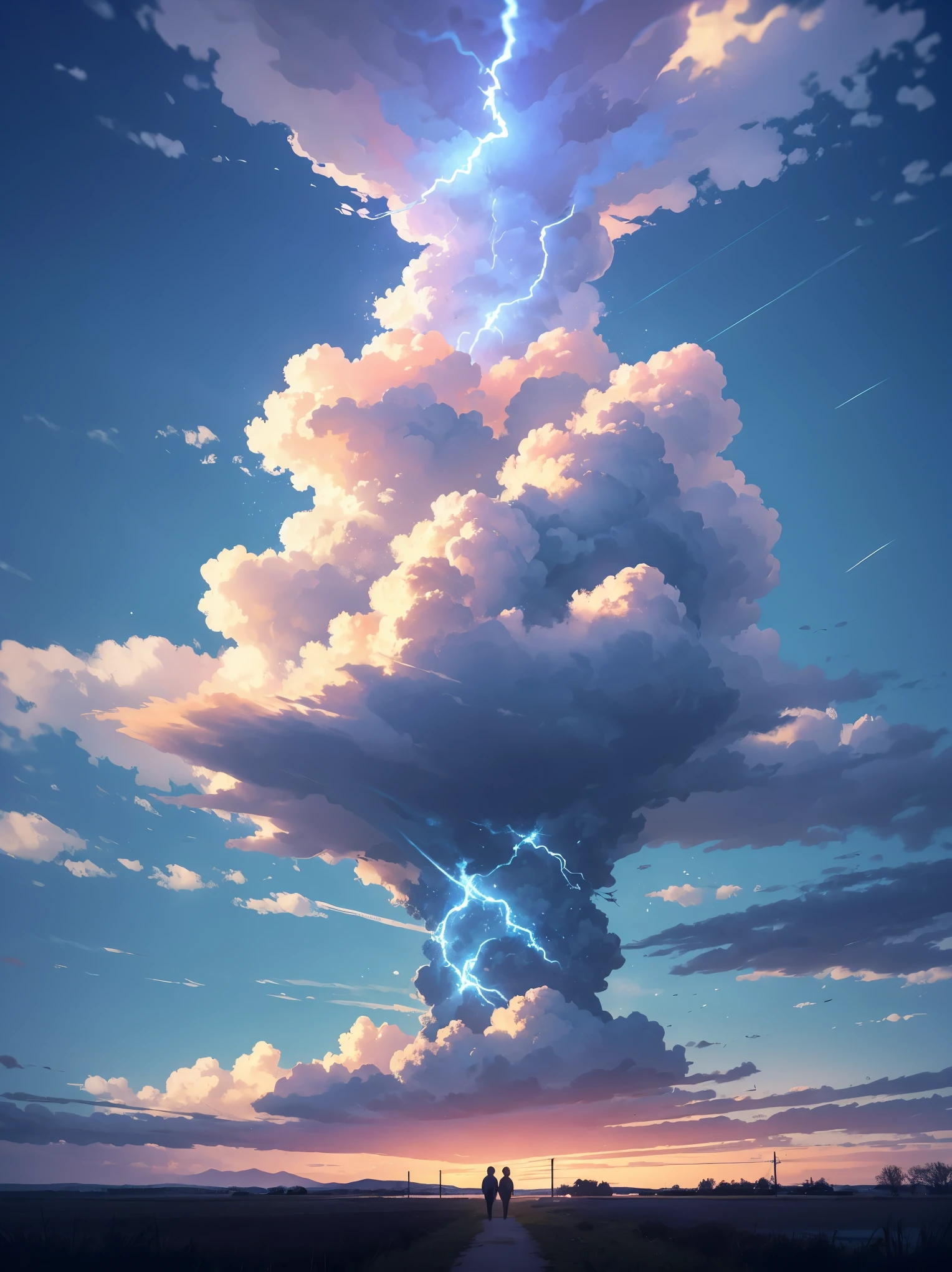 Tornado elecrtico en medio de una tormenta,el cielo nublado ,sin sol,con lluvia y viento,luces de los rayos,destellos cegadores,todo el cielo cubierto de rayos,tornado girando,tornado gigante con rayos dentro y fuera,there is a river and a small country house,profundidad 3d,perspectiva perfecta,profundidad de campo realista,imagen realista y detallada,de alta calidad,una obra maestra