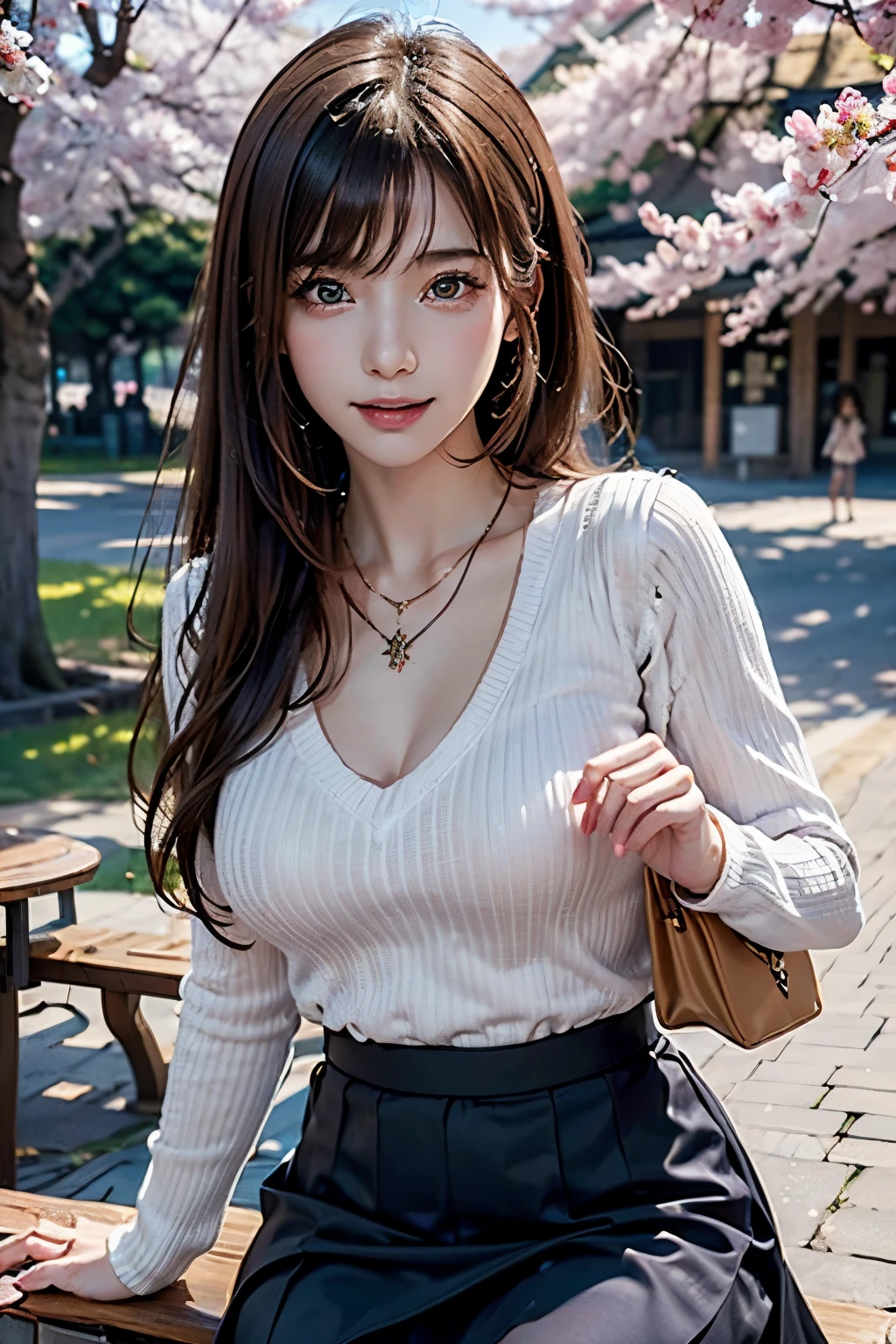 歩道に立つWoman in a suit,((40-year-old woman))、Big Breasts、Dark brown hair color、Hairstyle with bangs、Various hairstyles、Hairstyles of different lengths、(8K, RAW Photos, highest quality, Tabletop: 1.2),、(Realistic, Realistic: 1.3), Cityscape, Day, Sunny Morning, Professional Lighting, Photon Mapping, shirt, Woman in a suit, Silk Suit、Pencil Skirt、Tight Skirt、((Delicate photo)),(女の子の詳細なRAW Photos), (Tabletop:1.25), (highest quality:1.6), (超A high resolution:1.5), (Realistic:1.75), 8k resolution, Canon EOS R5, 50mm, Absurd, Ultra-detailed,Cinema Lighting,(Skirt Lift:1.2)、nsfw:1.1、the wind is strong、smile、Skirt flipped up、Simple panties
