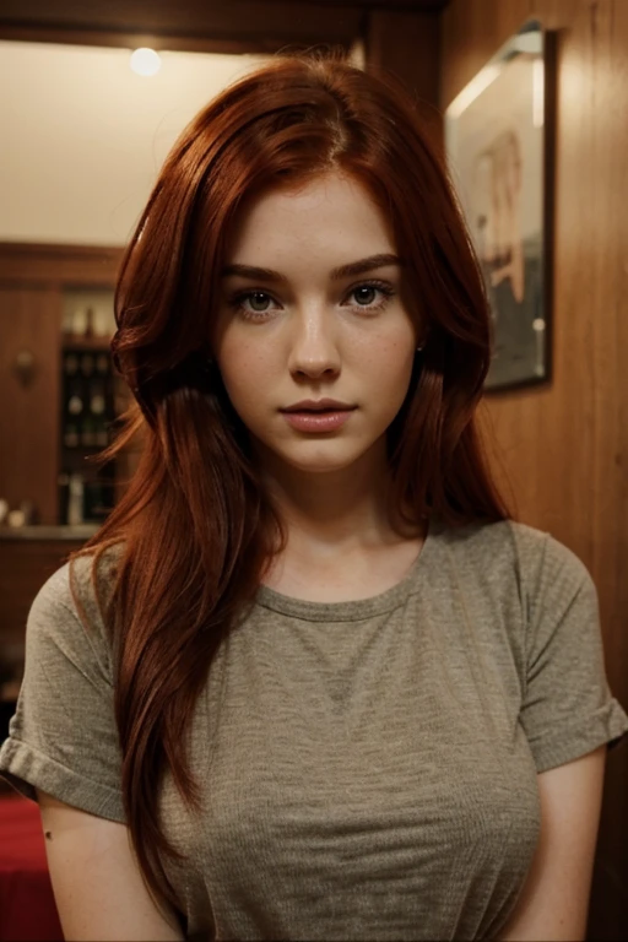 A very pretty and attractive red hair 25 years old with pear eyes. Very realistic