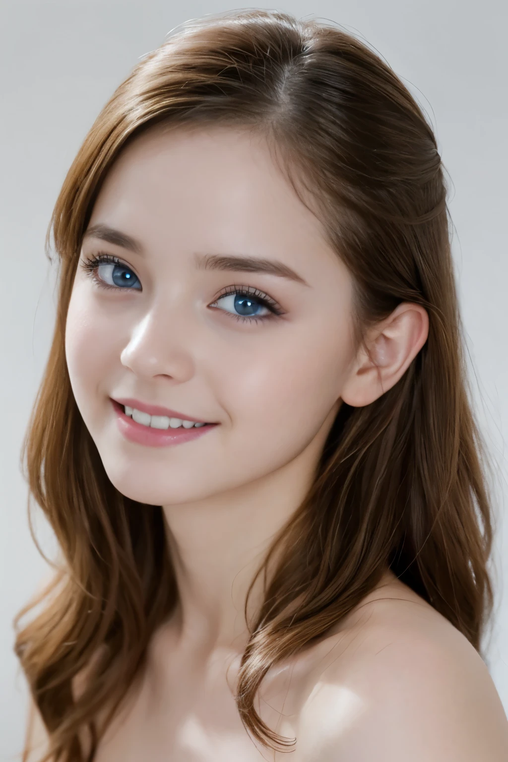 masterpiece、highest quality、8K、18-year-old、photobrute、disorganized、award winning portrait、big blue eyes、smile、pure、((German))、nude