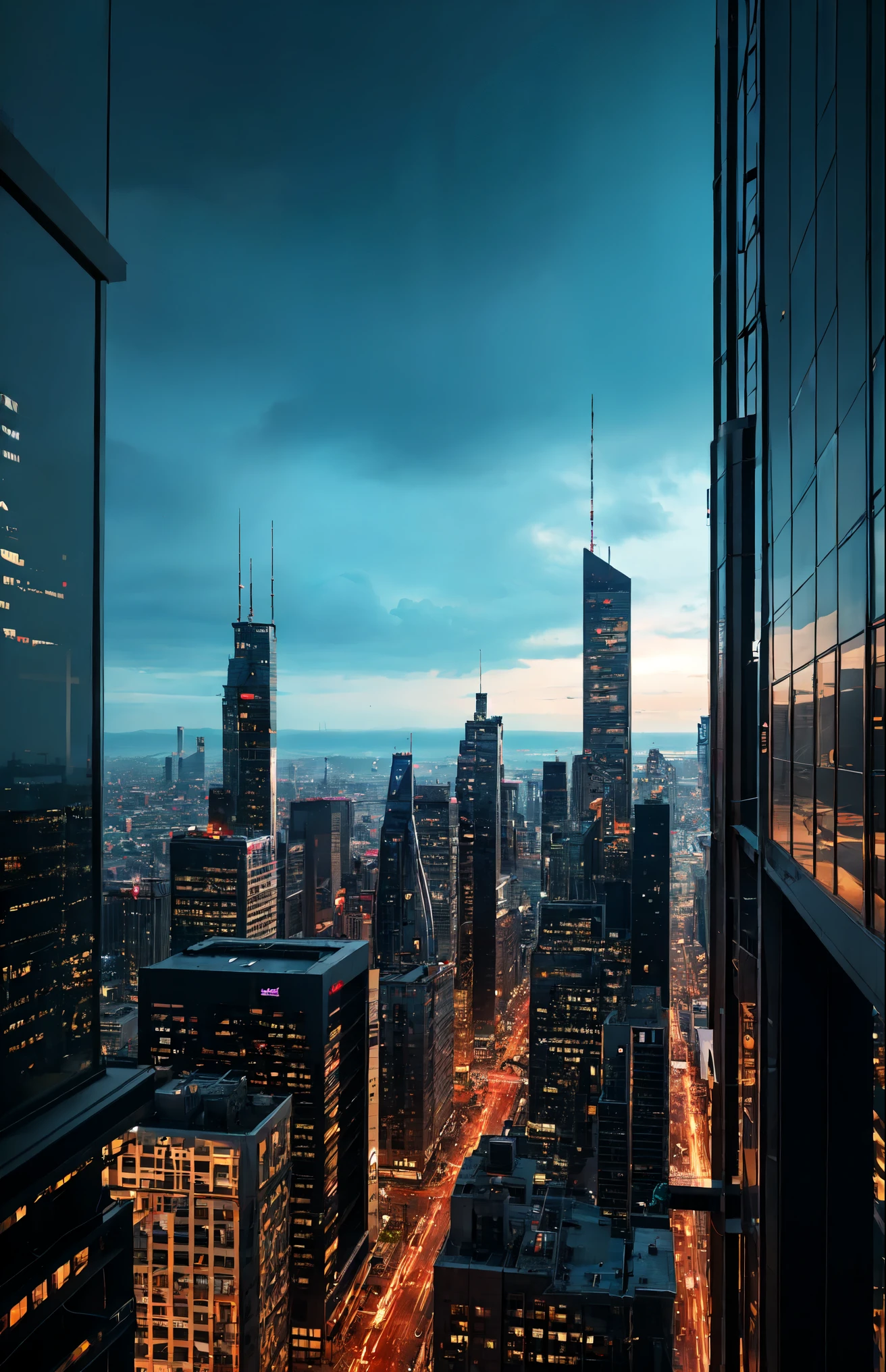 On the rooftop of a skyscraper, a male cyborg and a female cyborg engage in a sexual relationship. They are both depicted in stunning detail, with intricate details highlighting their magnificent anatomies. The scene is captured in the highest quality, showcasing the absurd resolution of 8K. The artwork is a masterpiece, featuring beautiful and slim bodies that are expertly crafted. The intense focus on intricate details enhances the hyper-detailing of the cyborgs' features, making them appear even more realistic. The lighting is soft and natural, casting a gentle glow that accentuates their natural skin textures. The overall composition of the artwork is carefully cropped to showcase the enticing 1/2 body of the cyborgs. The HDR technology further enhances the visual impact of the image, resulting in a truly breathtaking piece.