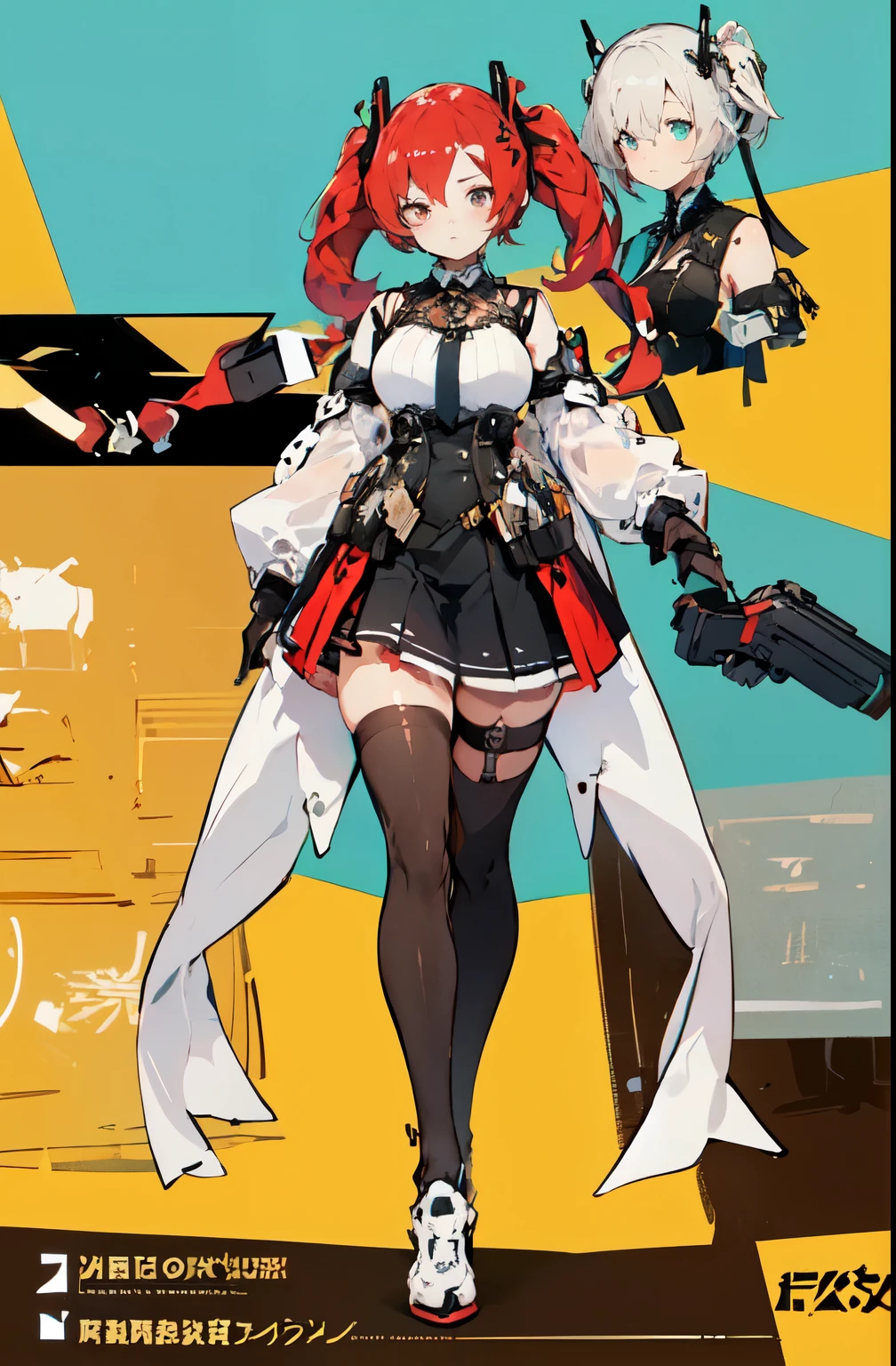 a cartoon picture of two girls in anime outfits standing next to each other, azur lane style, from the azur lane videogame, from arknights, from girls frontline, characters from azur lane, girls frontline style, fine details. girls frontline, cushart krenz key art feminine, guilty gear art style, female action anime girl