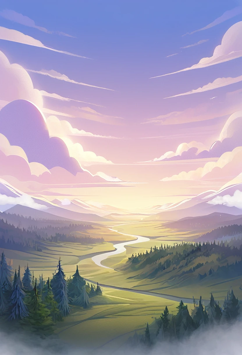 Aerial shot of the vast land, super wide-angle scene, coniferous forest, endless vastness, endless coniferous forest (only coniferous forest) Ultra wide angle scene high definition,best quality, Very detailed, masterpiece, Illustration in surreal art style，Surreal dream, high definition, exquisite and beautiful