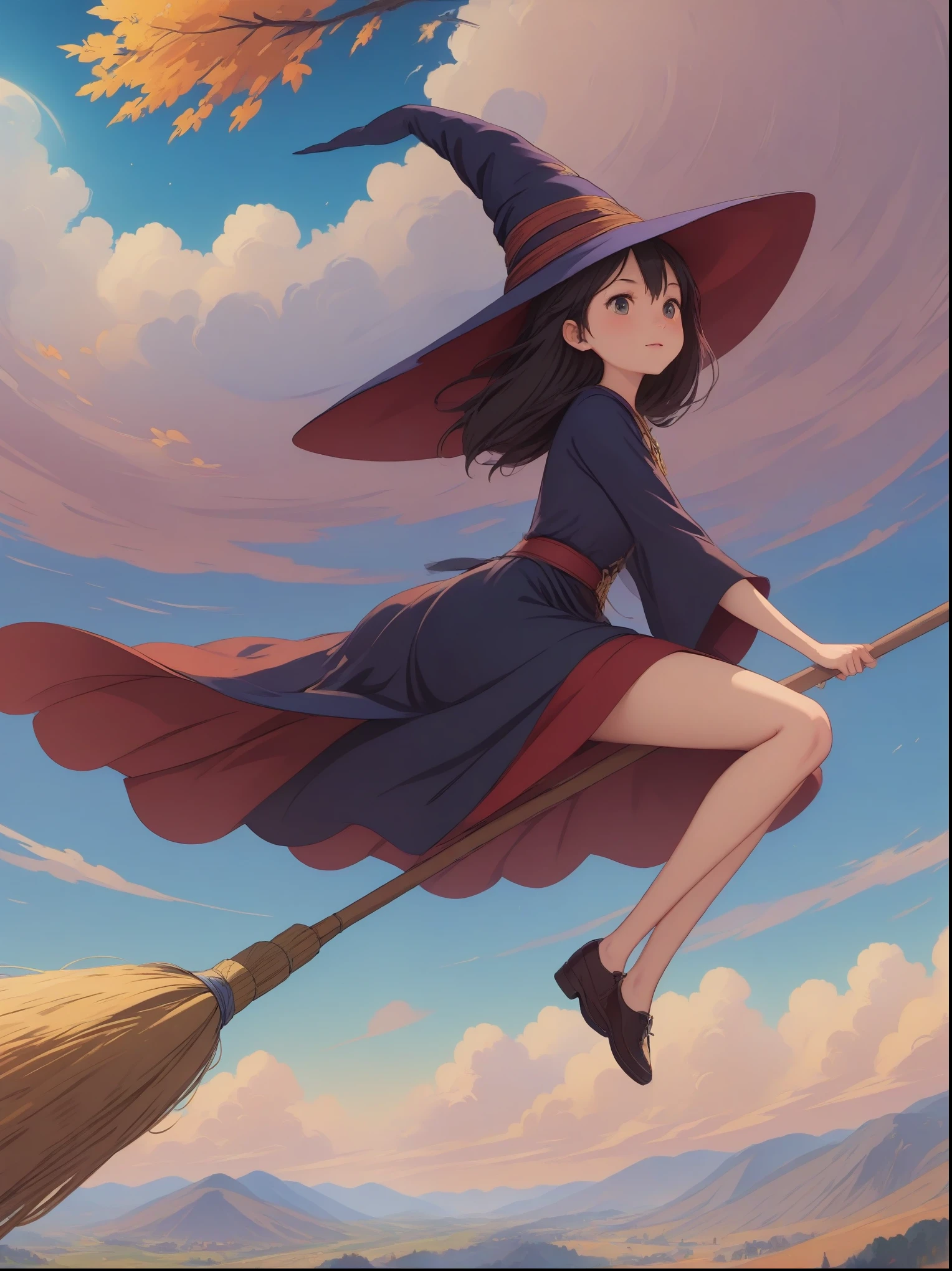 1 girl,kiki,witchの宅急便,perfect face,cute, ((((flying witch))),((Ride a broom)),broom flight,Straddling the broom,anatomically correct,(masterpiece, highest quality:1.2),masterpiece,highest quality,最高masterpiece,8K,,Wind,fantasy,,wonderful,, Mysterious, Charm, Whimsical, playful, adventurous, free, wonder, imagine, decide, skill, speed, movement, energy, realism, naturalistic, figurative, represent, beauty, fantasy culture, myth, fairy tale, folklore, Legend, witch, wizard, Magical creatures, fantasy worlds, composition, scale, Zenikichi, midway point, background, perspective, light, color, texture, become familiar with, beauty, wonder.