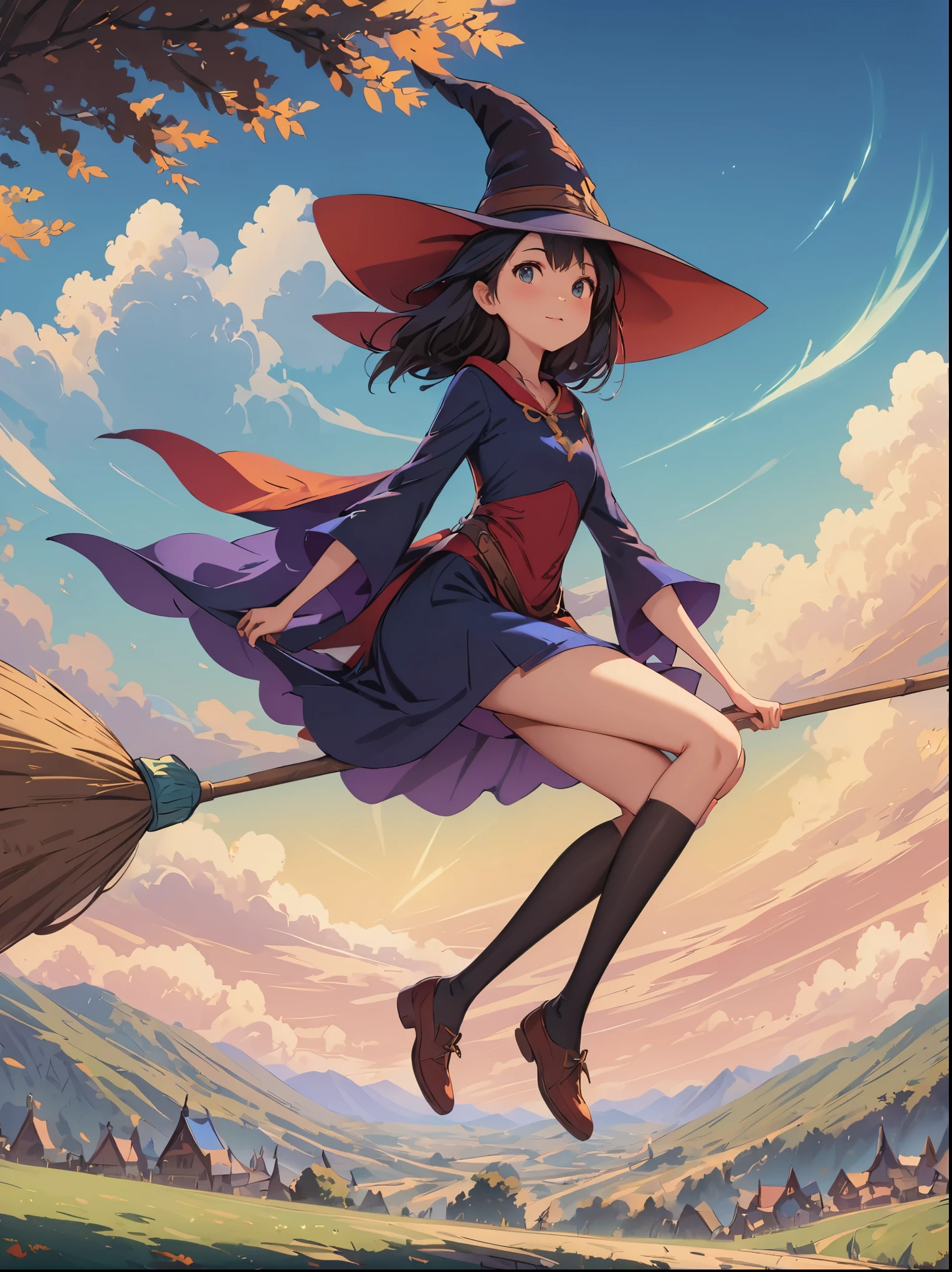 1 girl,kiki,witchの宅急便,perfect face,cute, ((((flying witch))),((Ride a broom)),broom flight,Straddling the broom,anatomically correct,(masterpiece, highest quality:1.2),masterpiece,highest quality,最高masterpiece,8K,,Wind,fantasy,,wonderful,, Mysterious, Charm, Whimsical, playful, adventurous, free, wonder, imagine, decide, skill, speed, movement, energy, realism, naturalistic, figurative, represent, beauty, fantasy culture, myth, fairy tale, folklore, Legend, witch, wizard, Magical creatures, fantasy worlds, composition, scale, Zenikichi, midway point, background, perspective, light, color, texture, become familiar with, beauty, wonder.