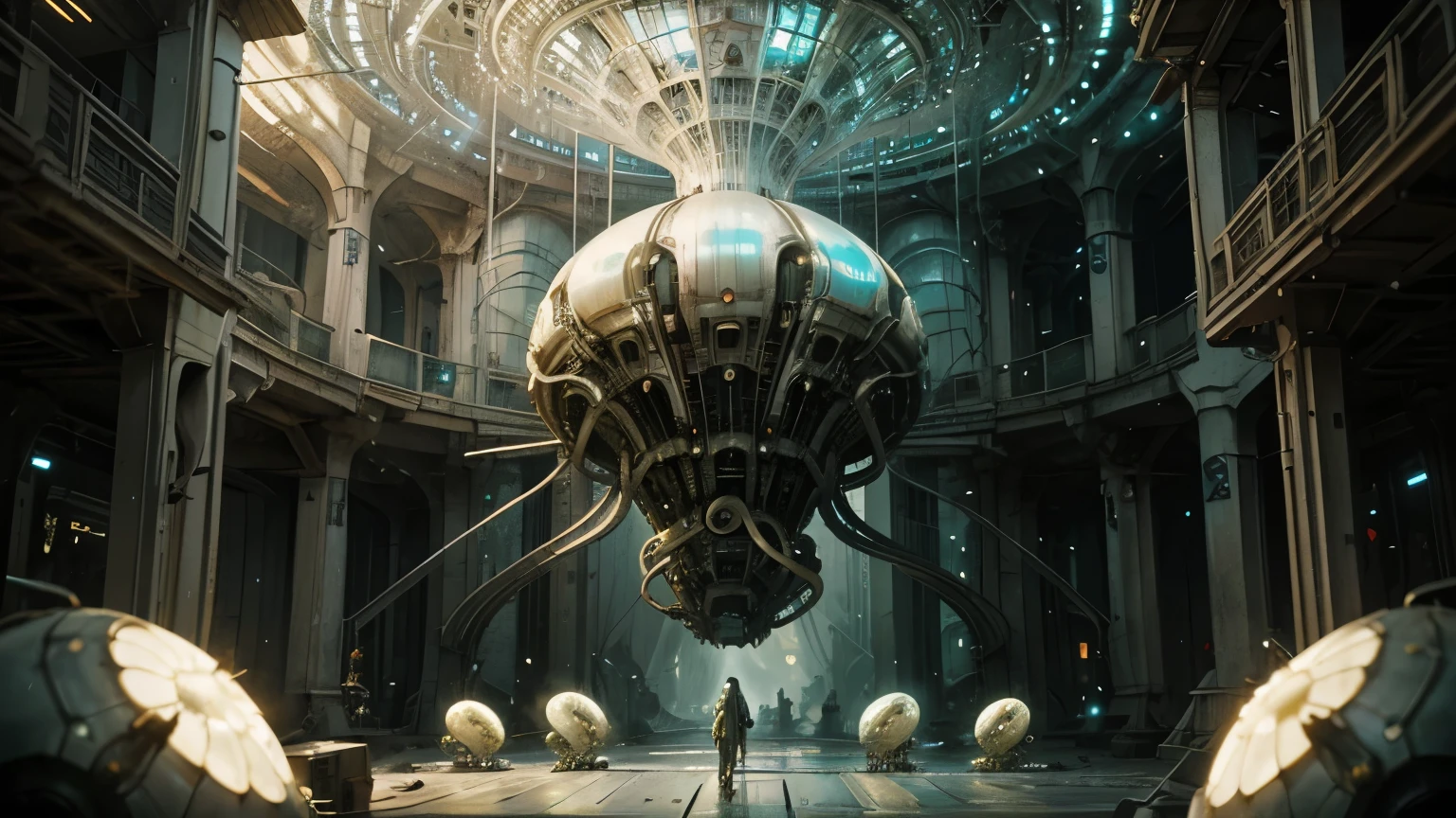 Insanely Detailed MOTHER SHIPS OF THE ALIENS INVASION Biomechanical JELLYFISH MADE OF WHITE PALE SLIME, Painting By Ismail_Inceoglu Tom Bagshaw Dan Witz CGSociety Fantasy Art 4K