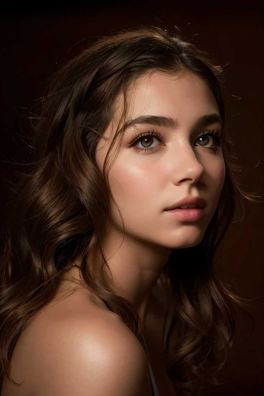 Mujer arafed con cabello largo y ojos azules posando para una foto., retrato suave 8 k, hermosa joven modelo, retrato de alta calidad, Artistic portrait photography in 8k.., beautiful portrait lighting, luz suave retrato medio, Retrato de belleza, hermoso retrato de cara, by Iraqi Nadar, hermosa imagen de retrato, girl with brown hair, retoque profesional, 4K Portrait Photography