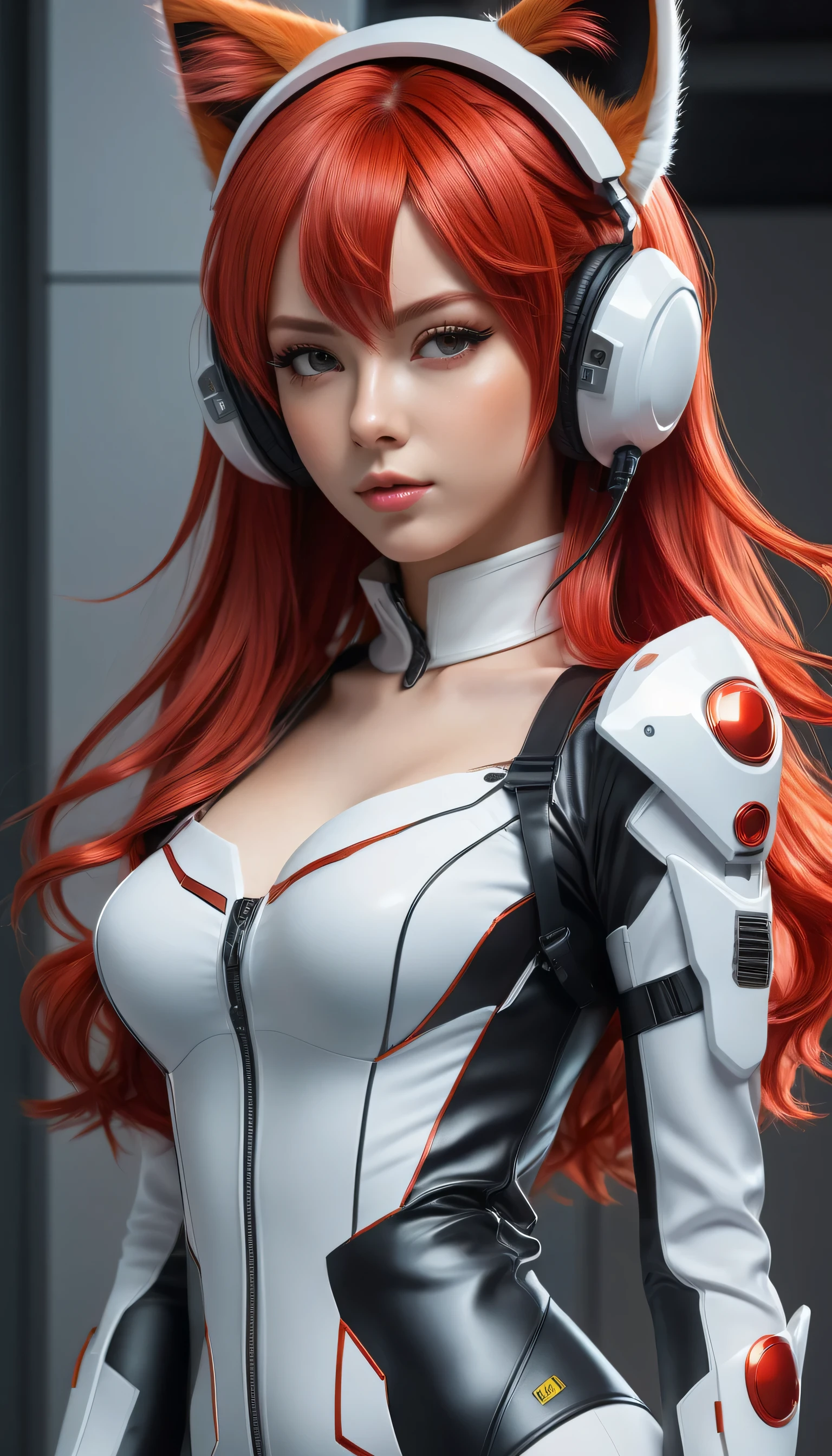 Cute anime girls with in futuristic outfits with cat ears
