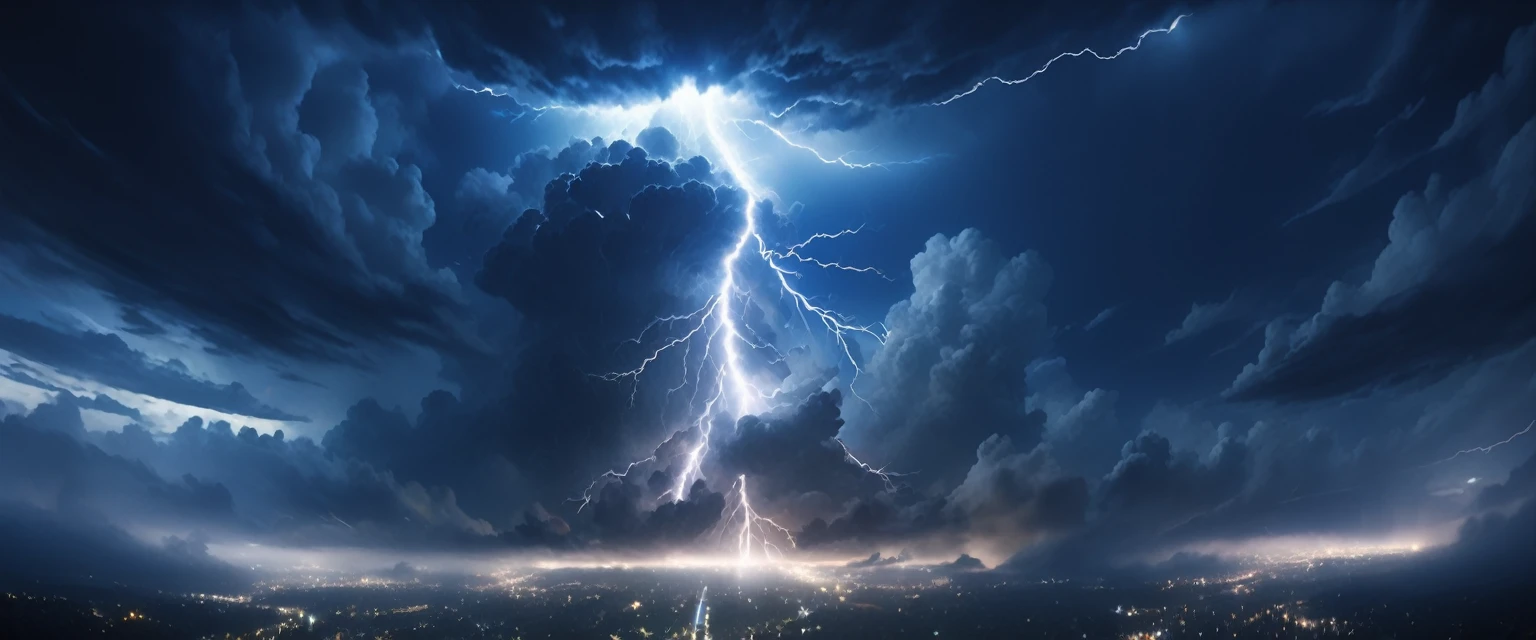 ((ultra wide angle theme:1.6)),(ultra wide angle shot:1.6), ((from below:2.0)), 8mm lens, lens flair, panorama,  night sky, thunder, thunder, spark, huge thunder, night, dynamic, cinematic, ultra detailed, ultra high res, best quality, 
