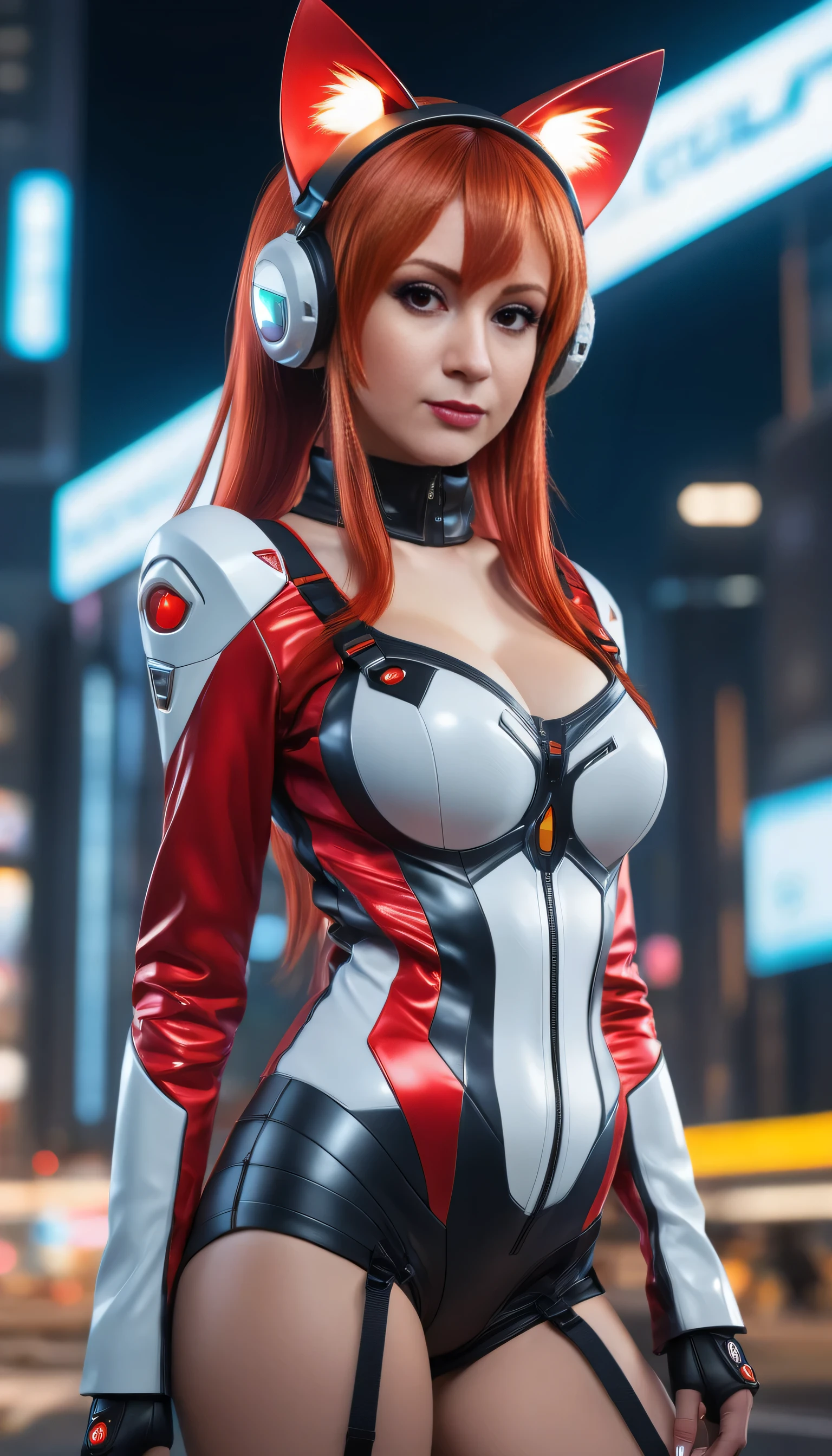 Cute anime girls with in futuristic outfits with cat ears