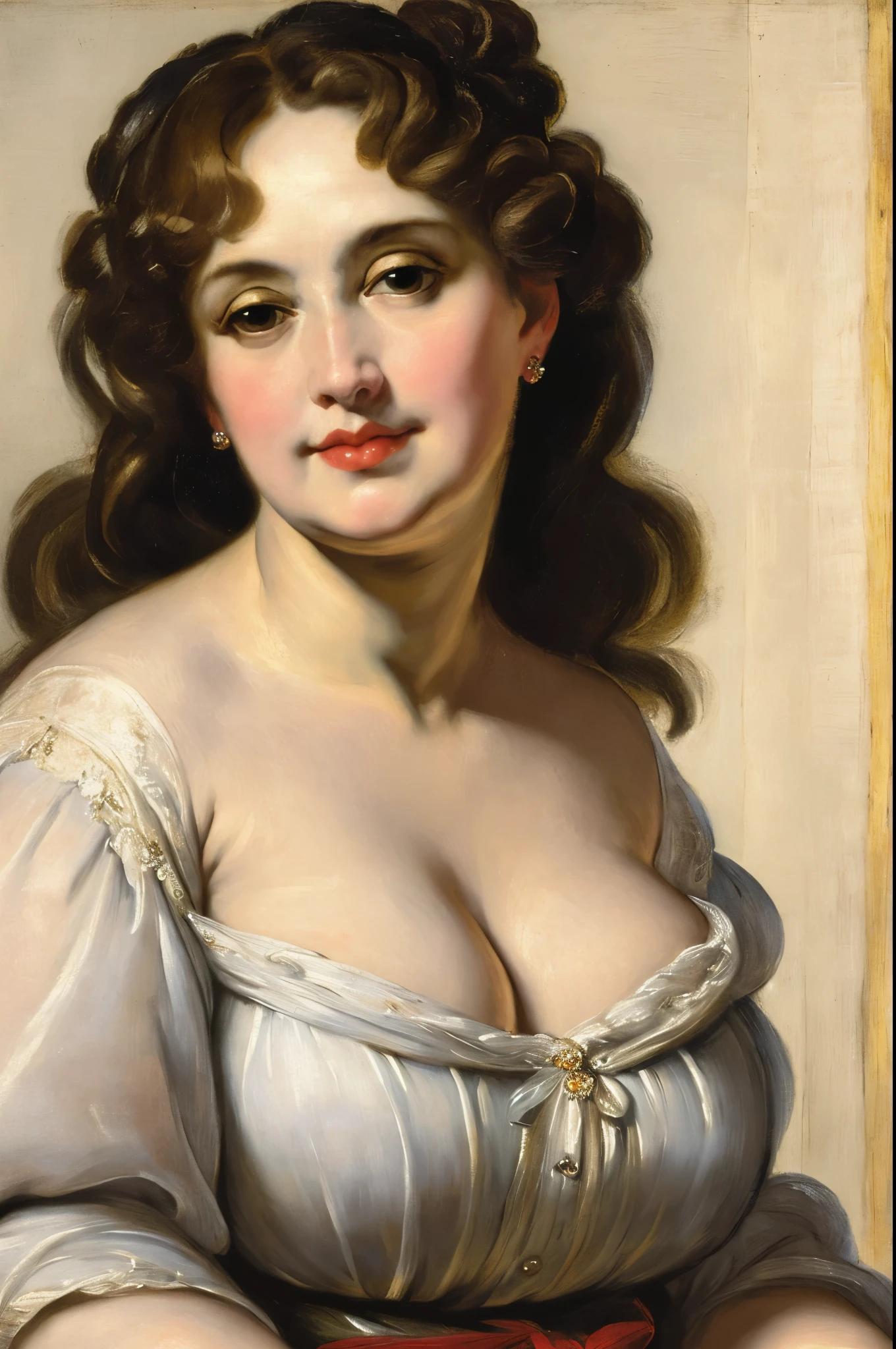 portrait painting of a thick Beautiful middle aged woman, extremely gorgeous , by Peter Paul Rubens, in Peter Paul Rubens style, by Caravaggio, intricate, flawless, masterpiece, Best quality,