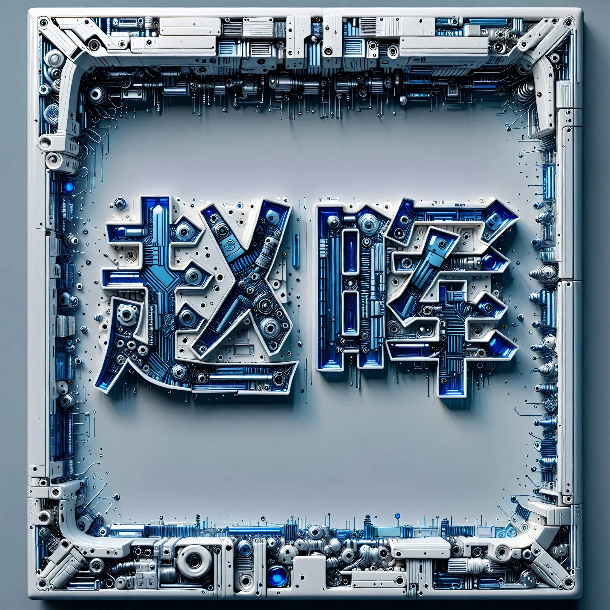 (quilted paper art), The art of math，cyberpunk，(White ceramic housing)，blue transparent glass，3D rendering，Ray tracing，Reasonable structure，The internal structure is complex,(clear lines, high definition,best quality, masterpiece, 4K ),Mechanical dystopia