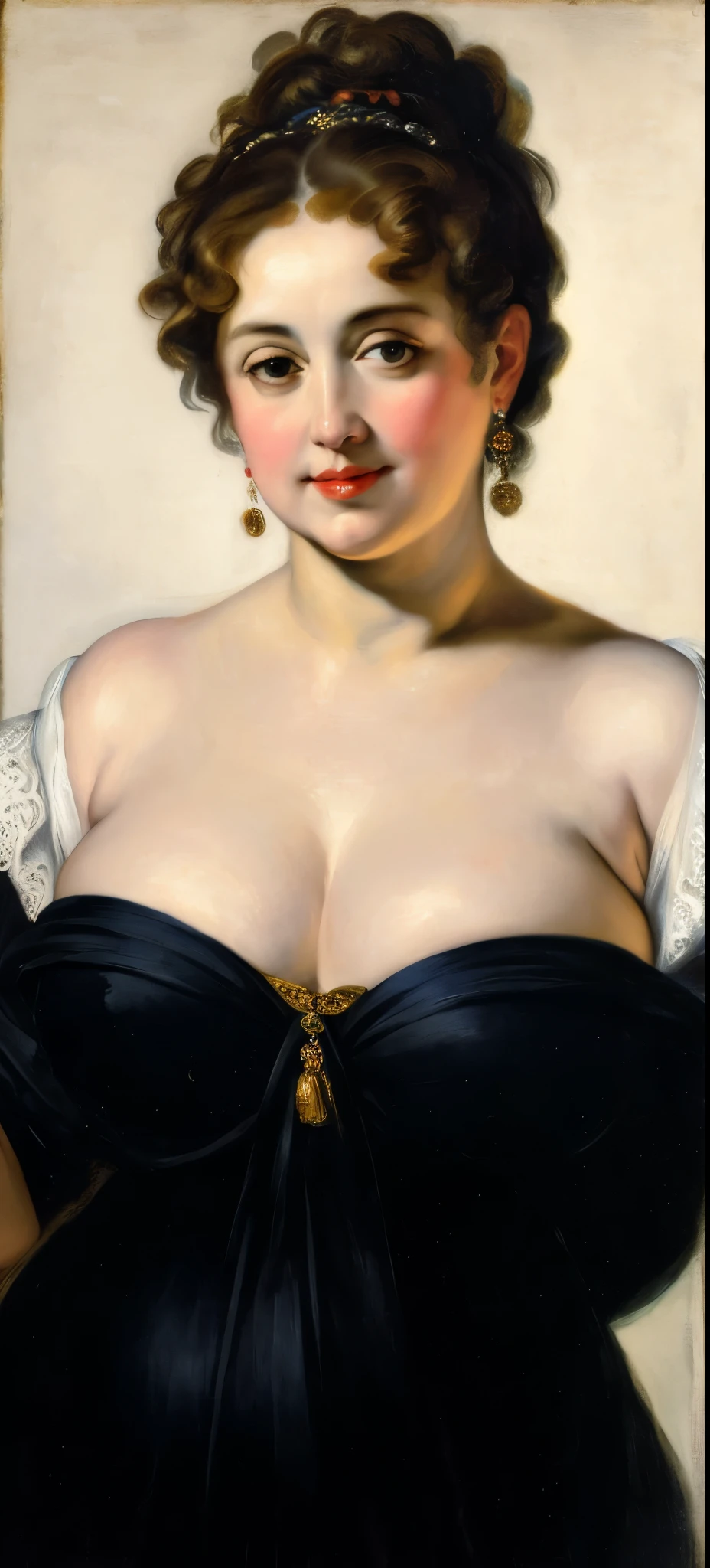 portrait painting of a thick Beautiful middle aged woman, extremely gorgeous , by Peter Paul Rubens, in Peter Paul Rubens style, by Caravaggio, intricate, flawless, masterpiece, Best quality, 