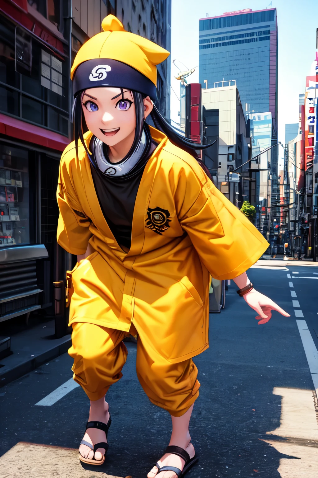 T3 naruto from anime, real, 3d, tokyo, hyber punk, live, purple eyes flying city in new york, hd, 8k, 10k