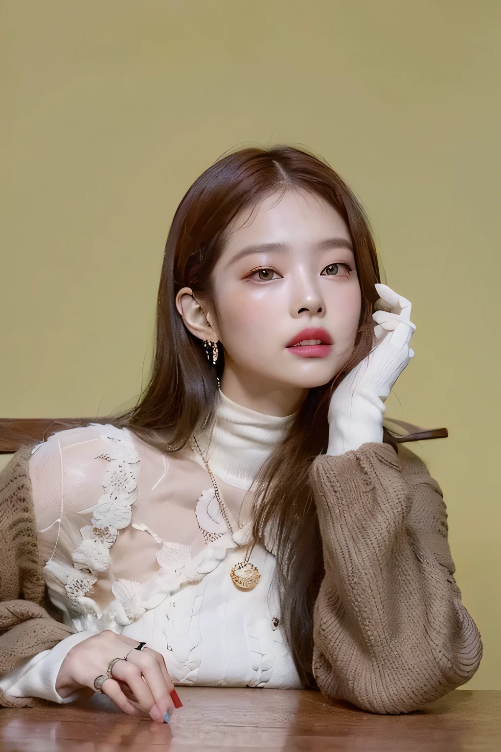 A close-up of a woman sitting at a table with a cell phone., retrato de jossi de blackpink, Parque Roseanne de Blackpink, heonhwa choe, Jaeyeon Nam, jossi de blackpink, aparcar desde-min, jinyoung shin, kim taejin, lee ji eun, Lee Ji Eun, Gongbi, yanjun chengt