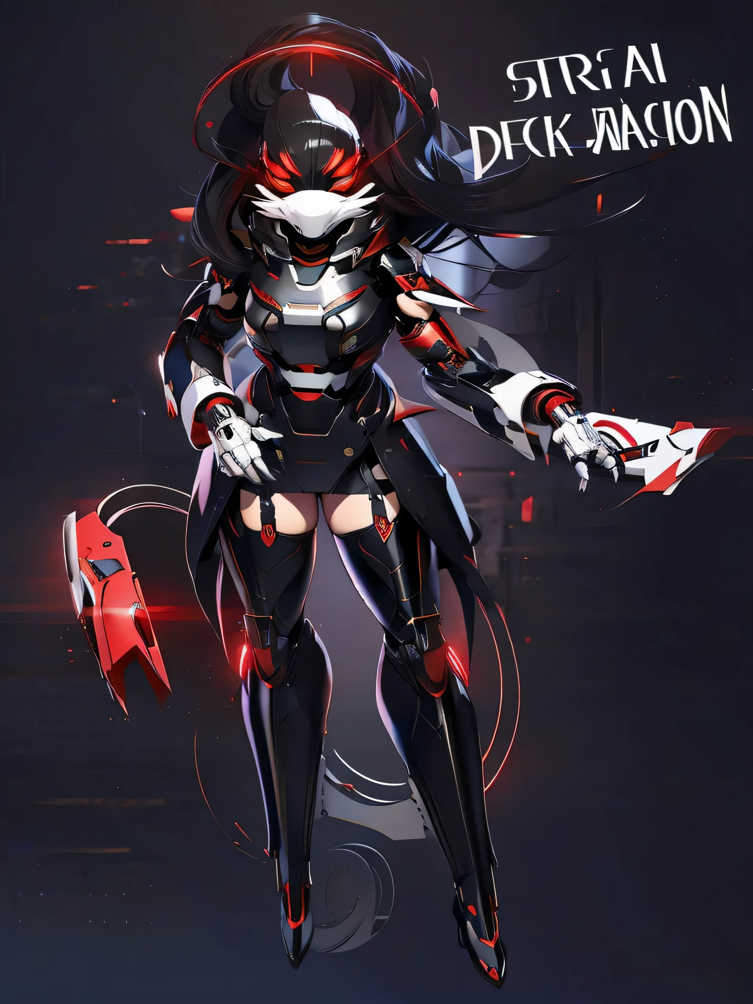 drawing of female anime character with red light, fully robotic!! digital art from danganronpa, with red glowing eyes, Black Cyberlox, katana zero video game character, Persona 5 is inspired by red eyes, dark Natasha, weird voidpunk fursona, black-white-red fursona bitch