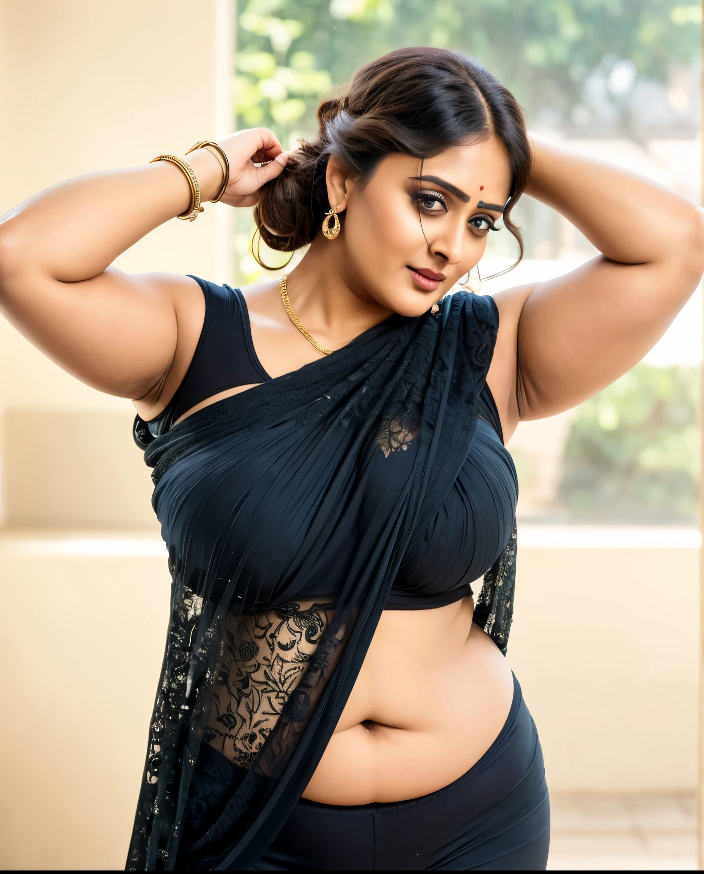 50yo mature MILF Anushka Shetty,((best quality)), ((masterpiece)), ((realistic)), sweat, alluring figure, bulging figure, thick charming lady, curvy, thick navel, full figured woman, eye kajal, massive breast, full body, styled hair, pierced eyes, female face,royal aura, trend on artstation , sharp focus, studio photo, intricate detail, very detailed, detailed eye, illustration, very detailed, sharp focus, digital render, professional, 4k