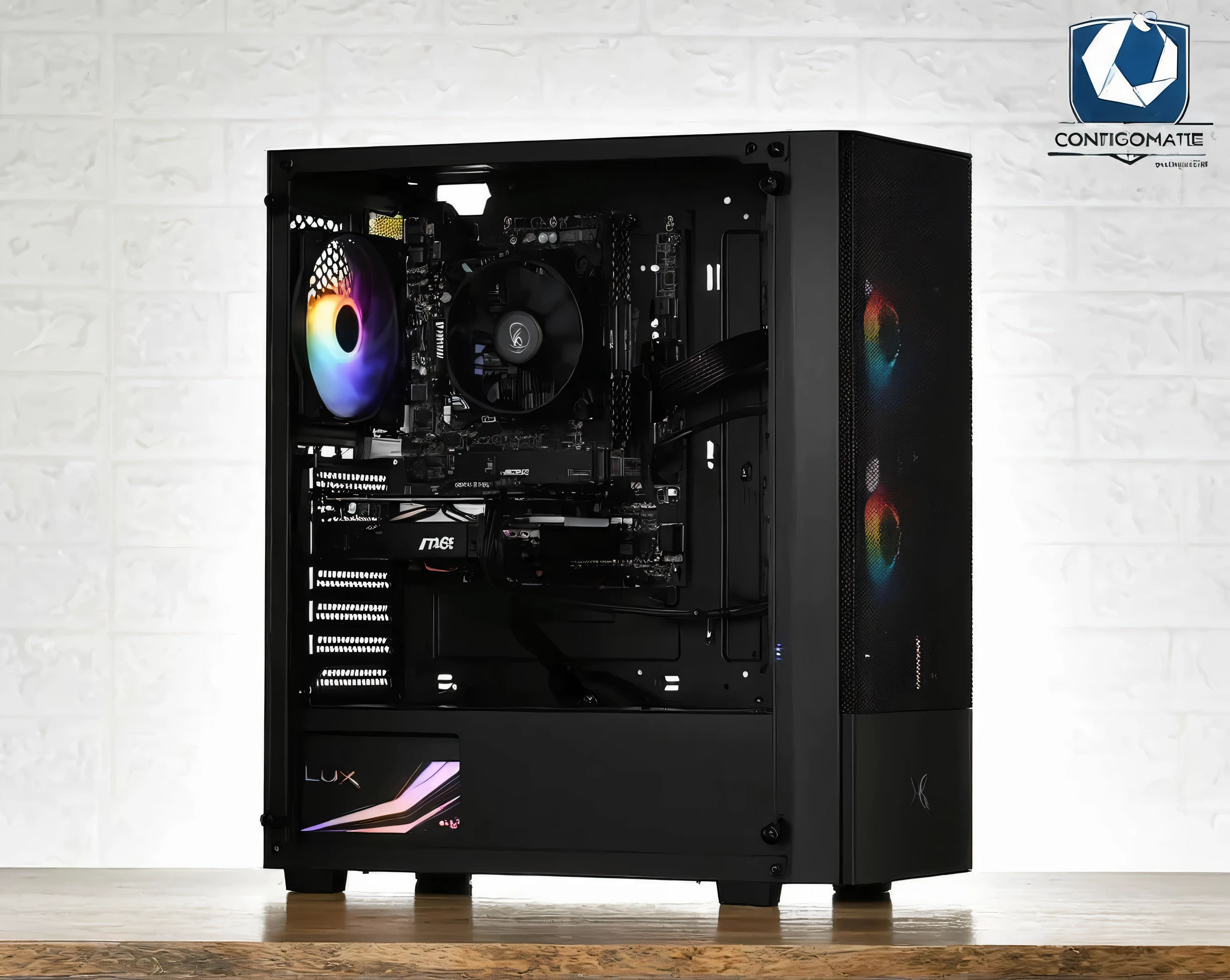 un gros plan d'a box of'ordinateur avec un ventilateur et une souris, ordinateur de jeu, ordinateurs de jeu, jeux sur ordinateur, Personalized computer, liquide refroidi desktop, ordinateur de jeu case, liquide refroidi, Construction courbe, Luxe 35 fl., refroidissement liquide, watercooling, Rendu informatique 8k, RGB Ethereal Lighting, directed games, Rendu Luxcore, Loretta de luxe