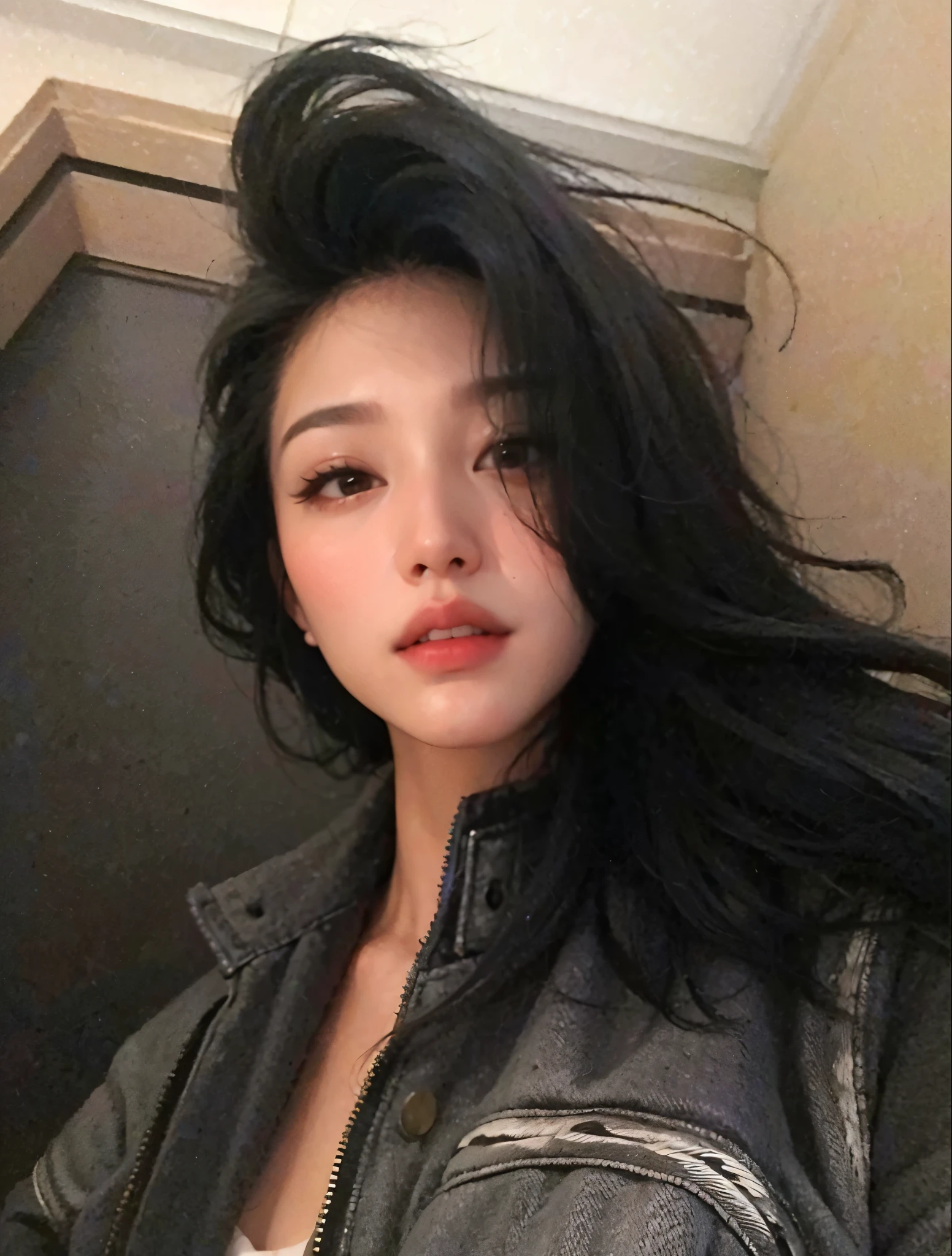 mulher arrasada com longos cabelos pretos vestindo uma jaqueta de couro, linda mulher coreana jovem, Mulher sul-coreana bonita, mulher coreana jovem bonita, coreana, Heonhwa Choe, Jinyoung Canela, bae suzy, Jennie blackpink, gongbi, Mulher coreana, adorable and pale korean face, atriz da Coreia, Lulu Chen, Lee Ji-eun, Lee Ji-eun