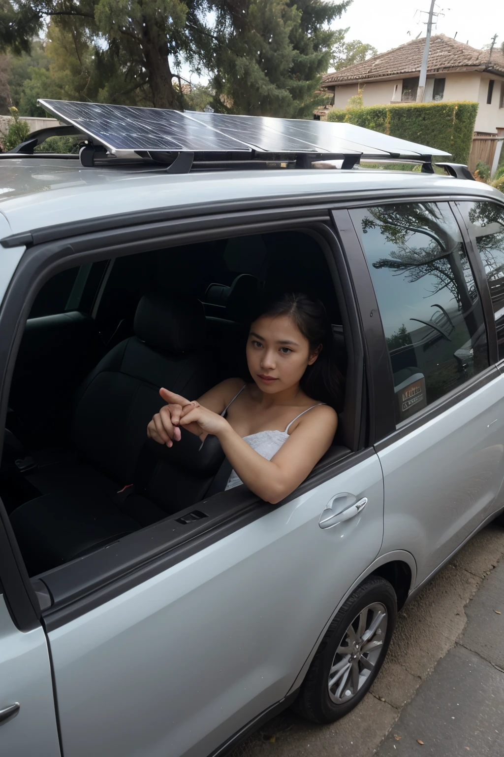 car modern panels solar in capot, techo